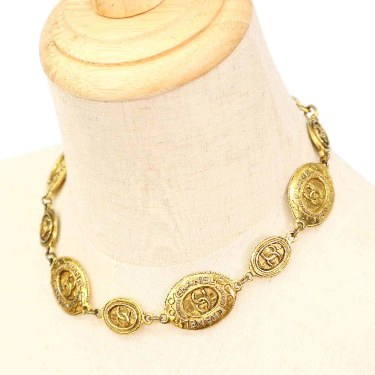 Chanel Gold Metal CC Multi-medallion Chain Necklace