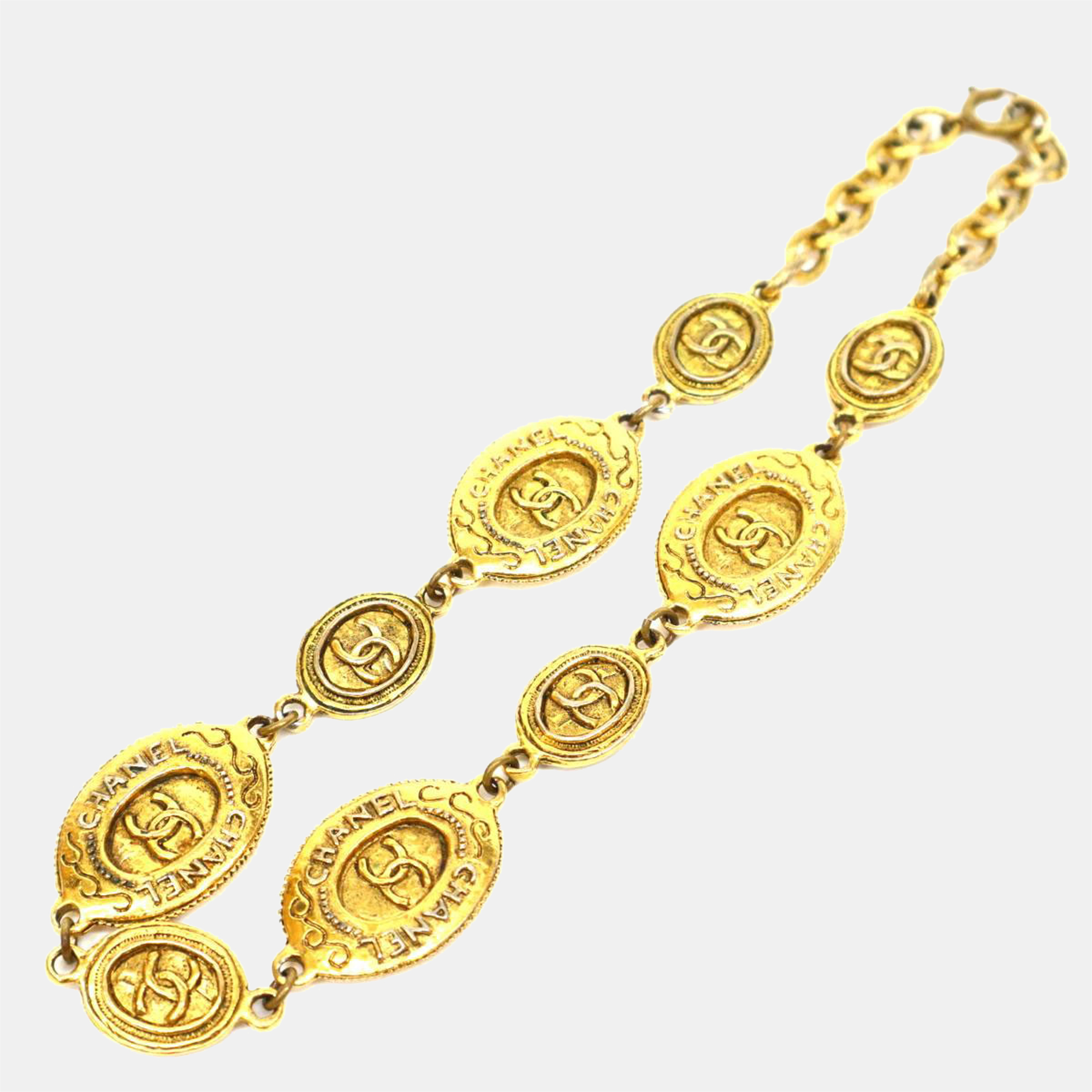 Chanel Gold Metal CC Multi-medallion Chain Necklace