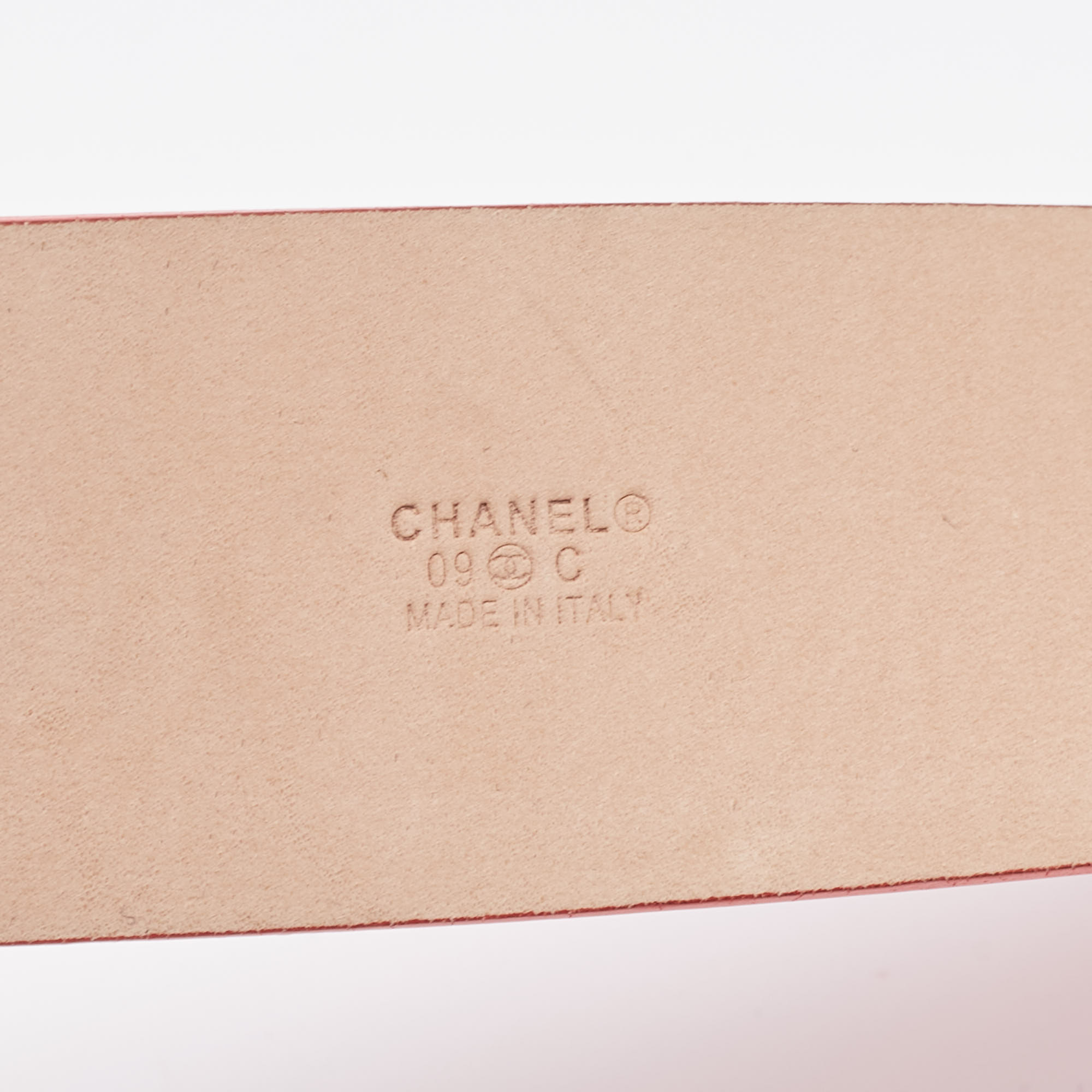 Chanel Orange Patent Leather CC Plaque Buckle Belt 75CM