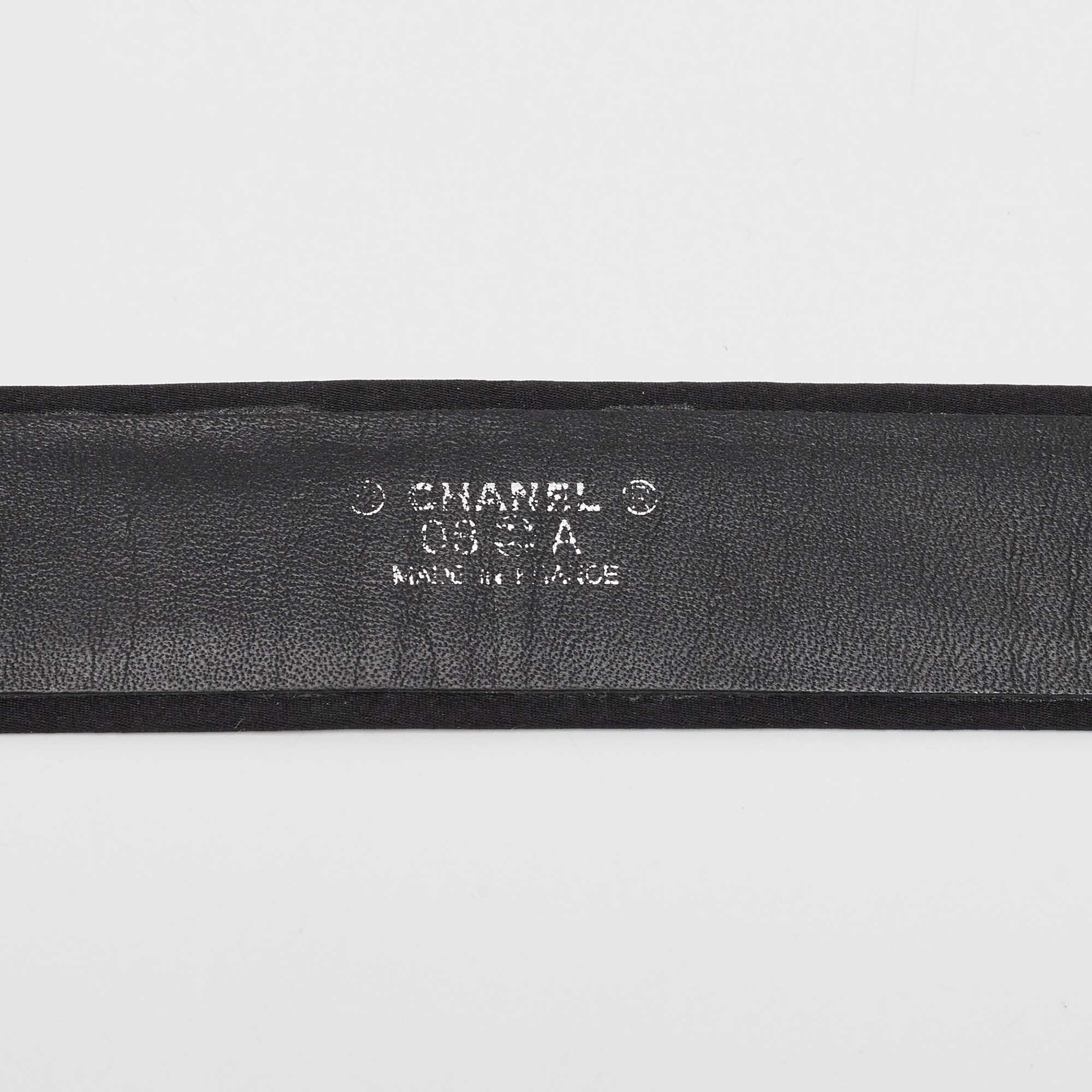 Chanel Black Satin Buckle Belt 75 CM
