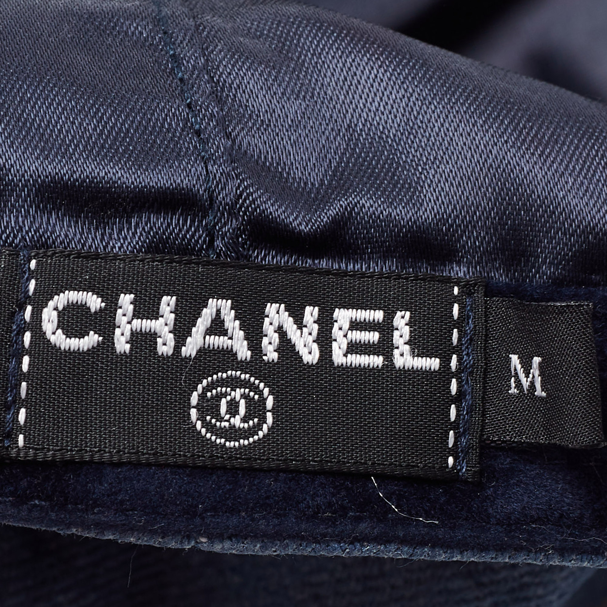 Chanel Blue Cotton Logo Embellished Cap M