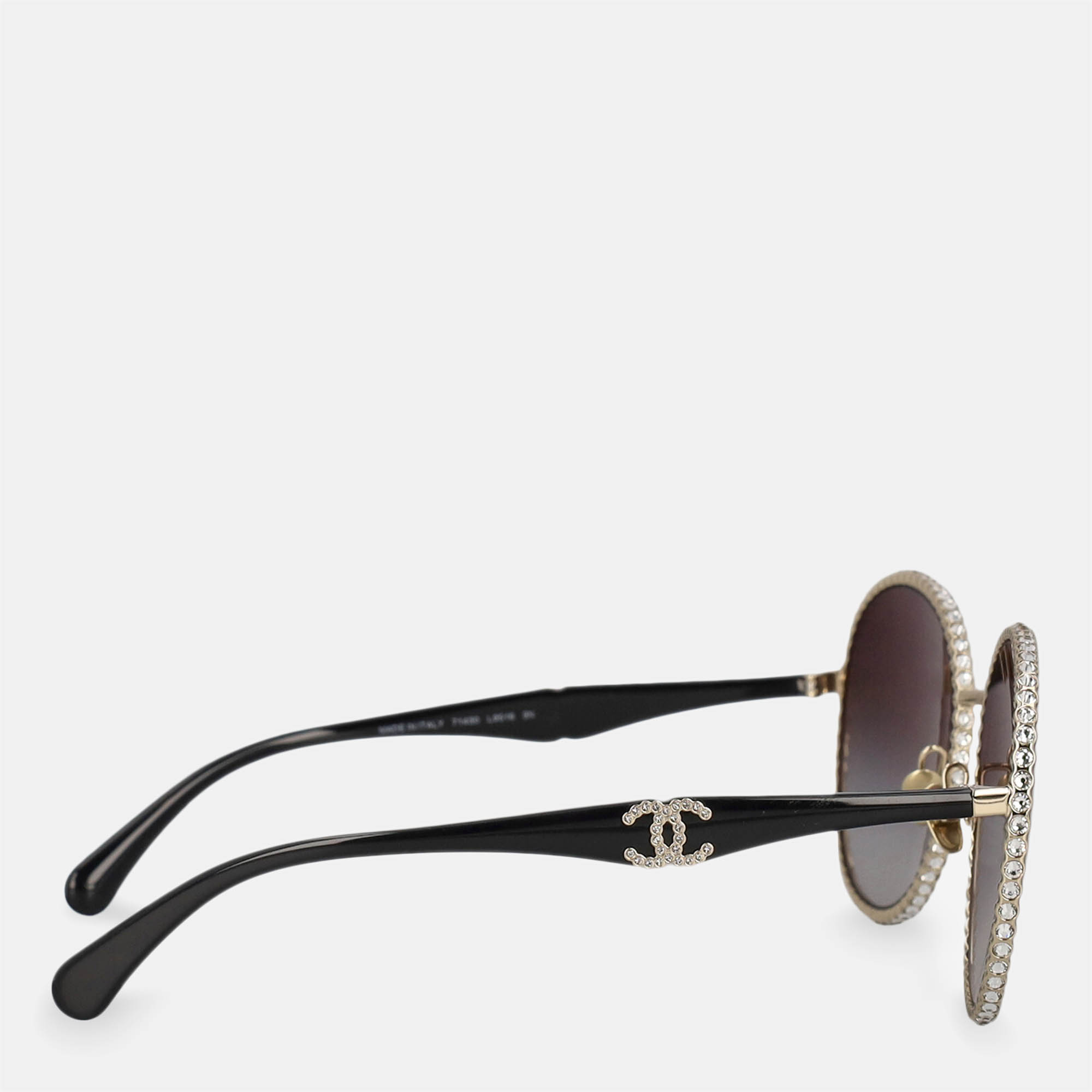 Chanel  Women's Metal Round Frame Sunglasses - Black - One Size