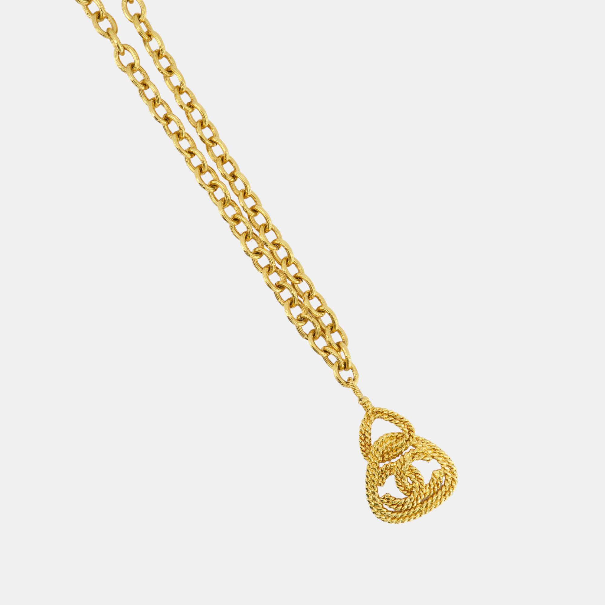 Chanel Vintage Gold CC Pendant Necklace