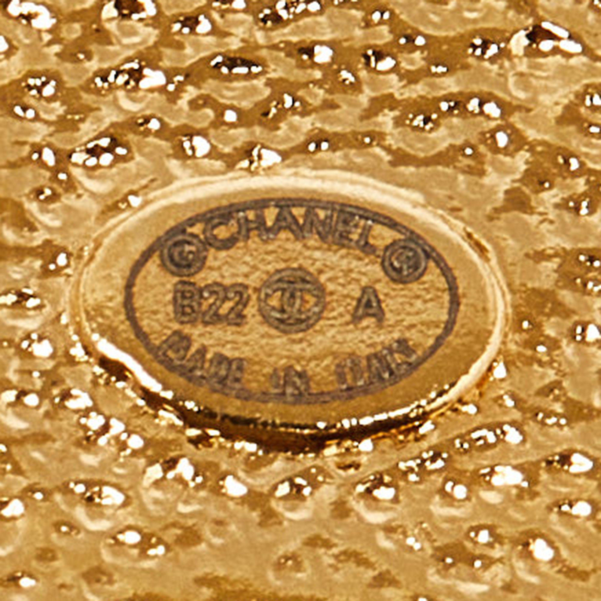 Chanel CC Gold Tone Brooch