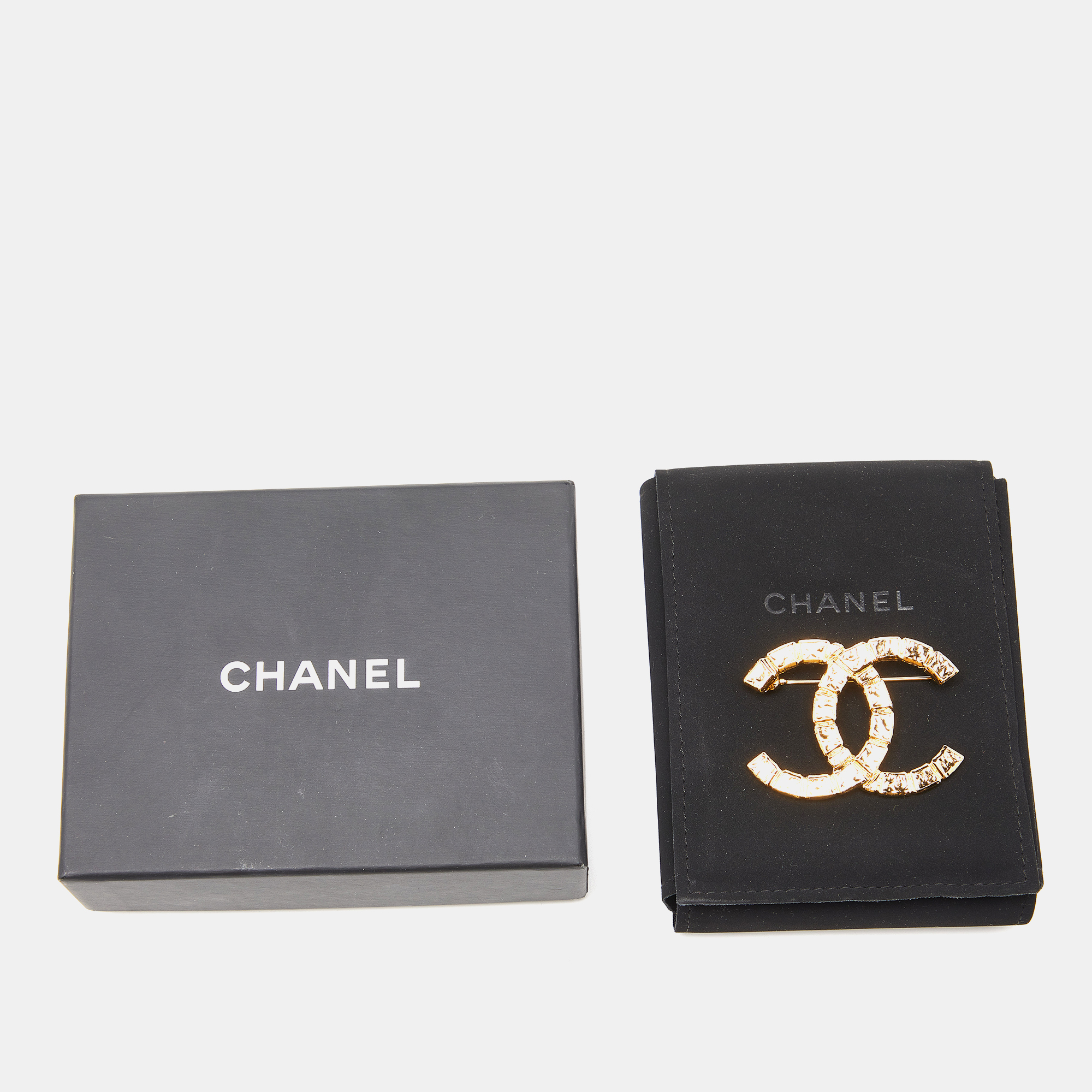 Chanel CC Gold Tone Brooch