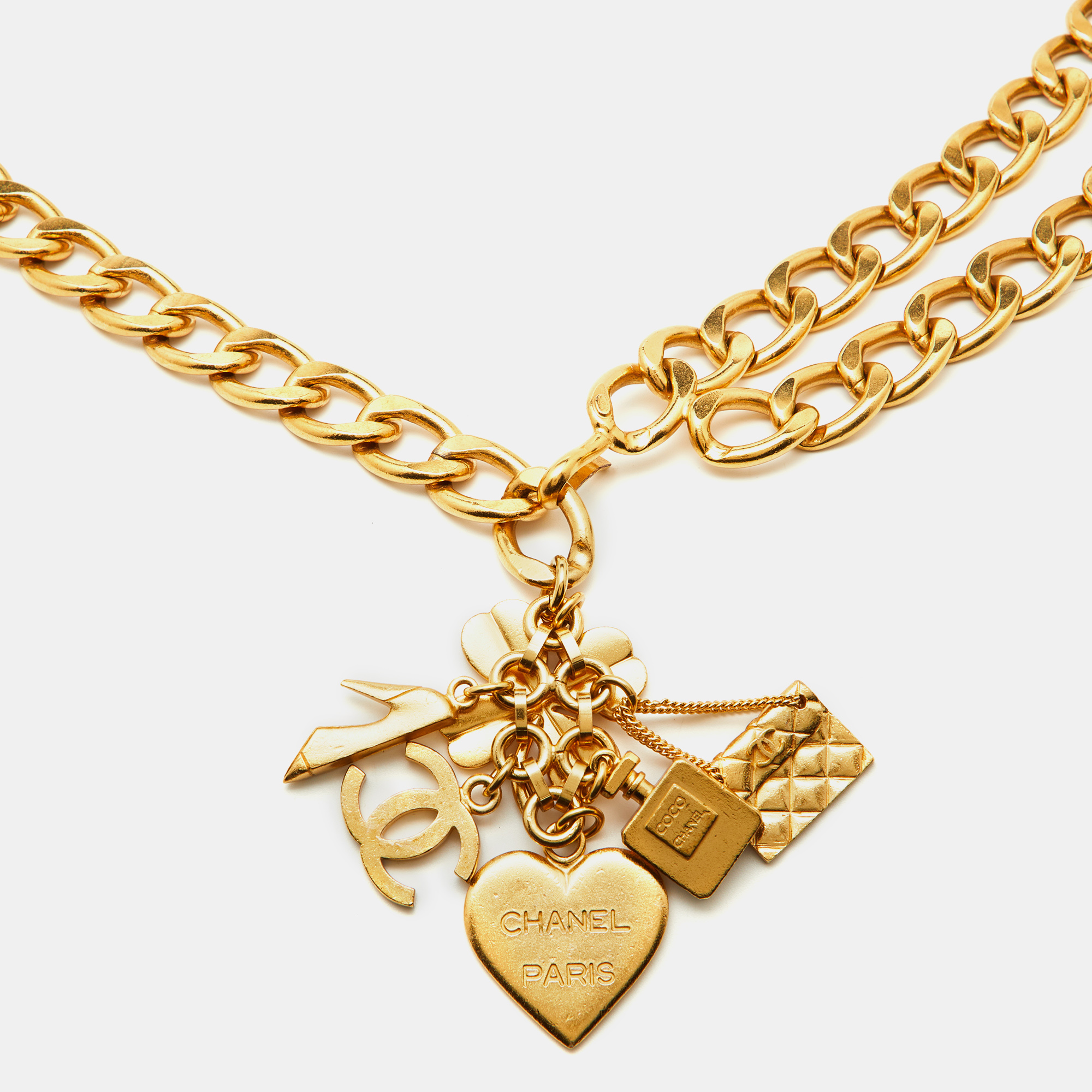 Chanel Icon Gold Tone Charm Chain Belt
