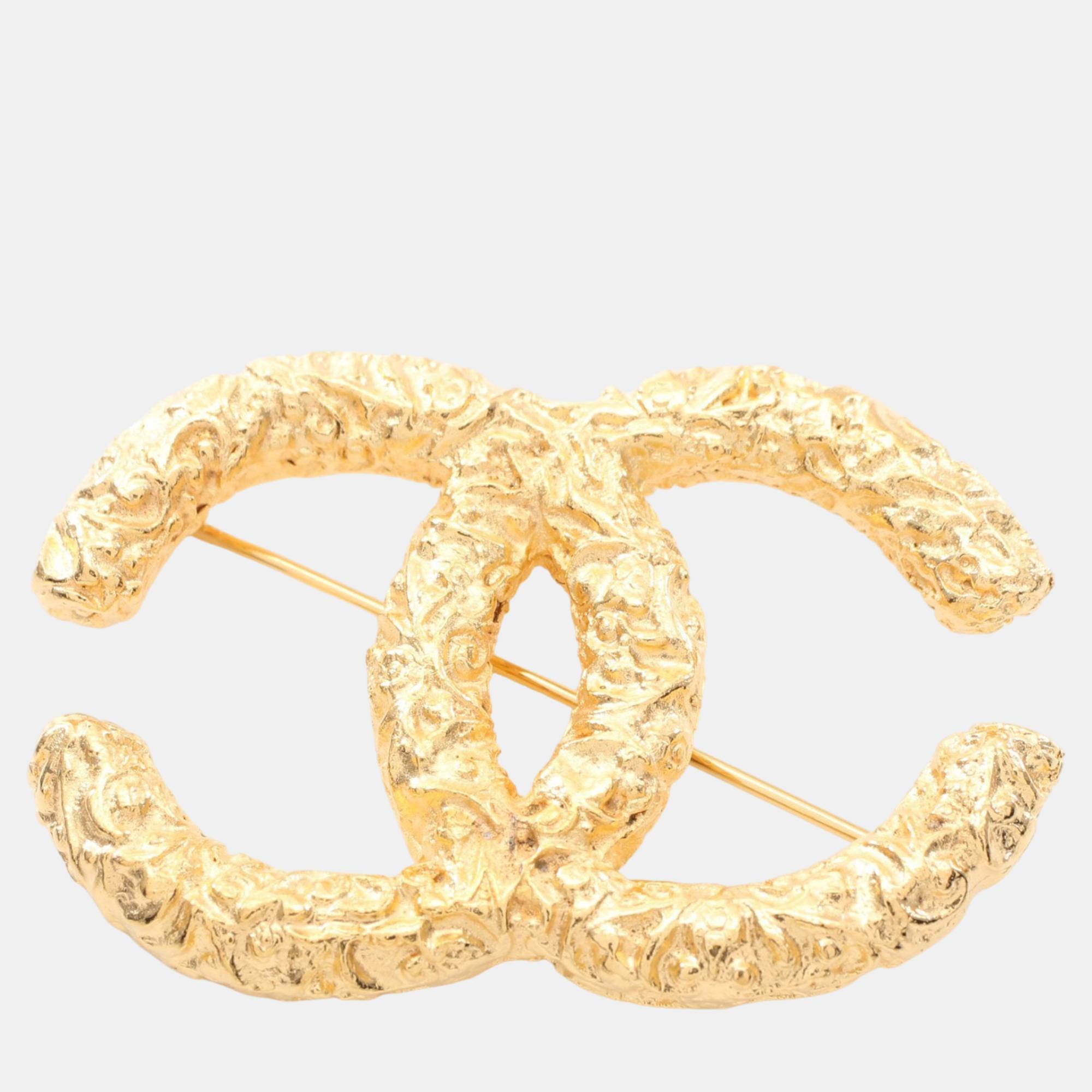 Chanel coco mark brooch 93a brooch gp gold lava 93a