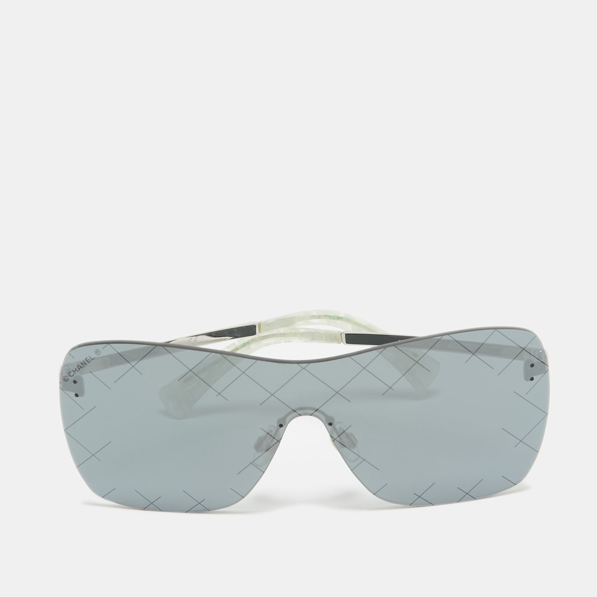 Chanel black/silver 4215 runway shield sunglasses