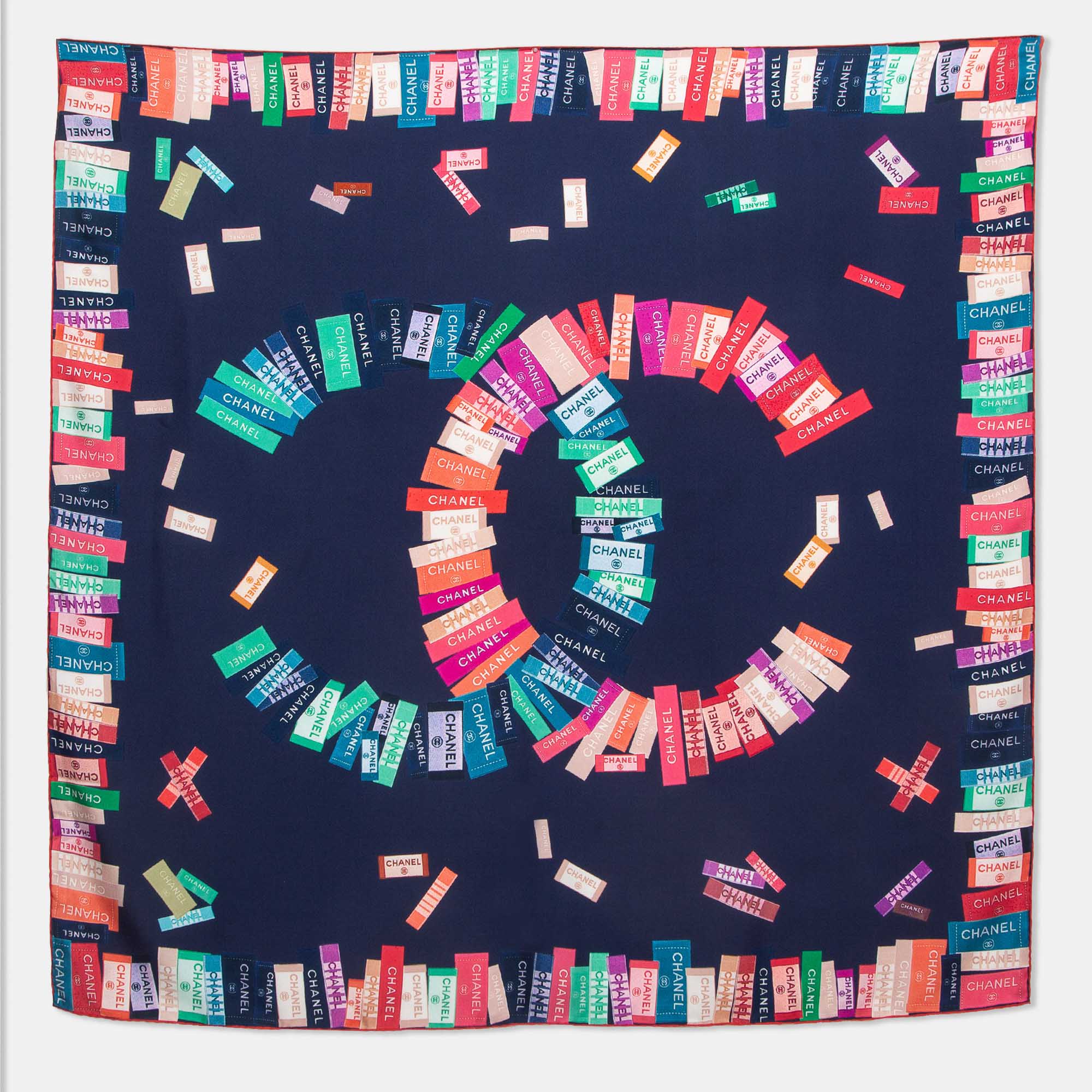 Chanel multicolor logo print silk square scarf