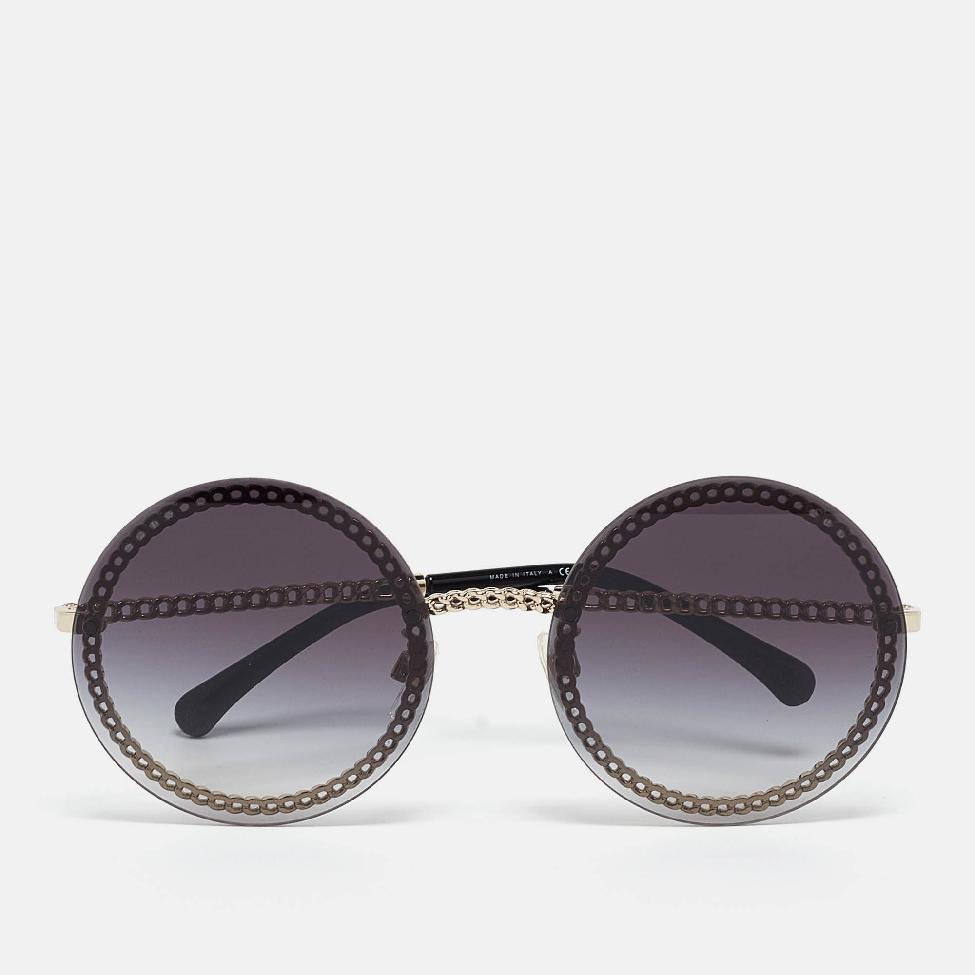 Chanel black/gold gradient 4245 chain round sunglasses