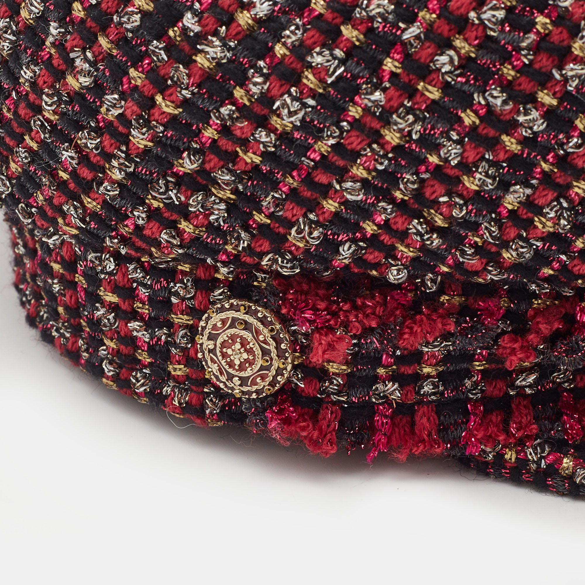 Chanel Multicolor Tweed Newsboy Cap S