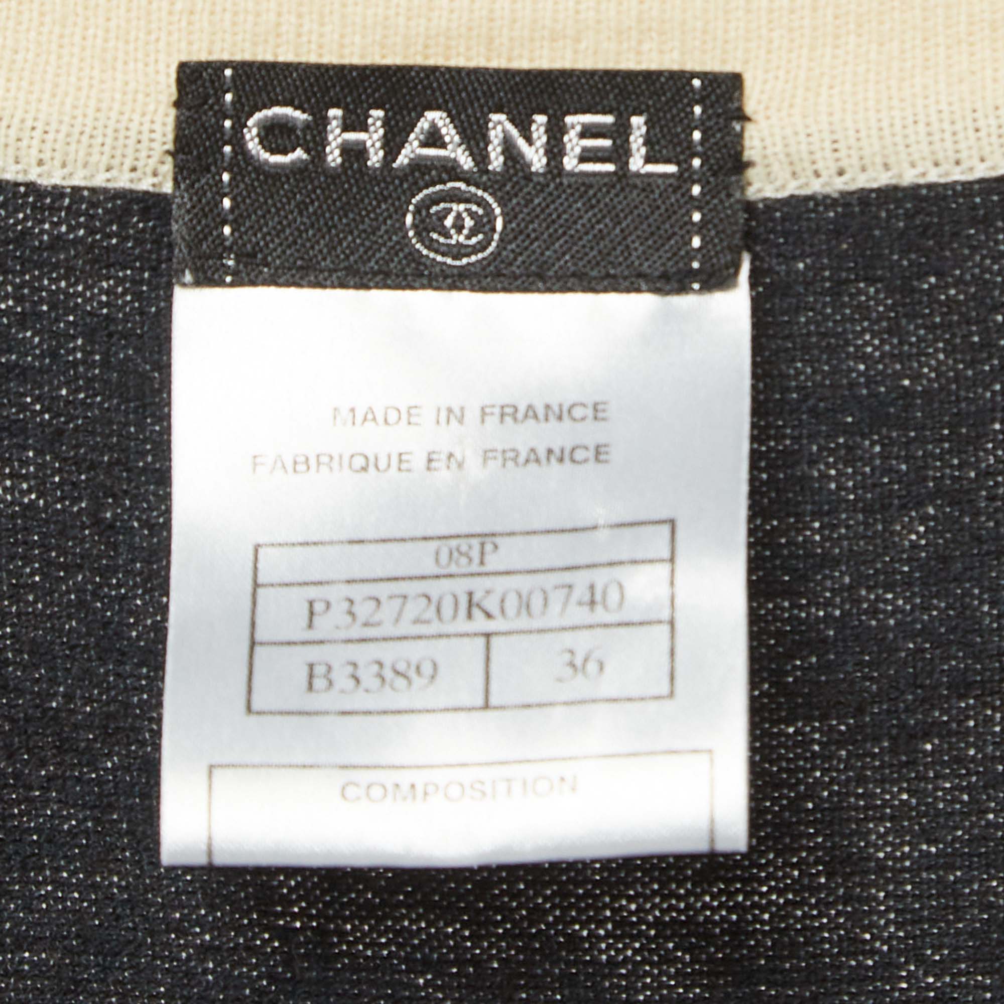 Chanel Black Cotton Knit Button Detail Tank Top S