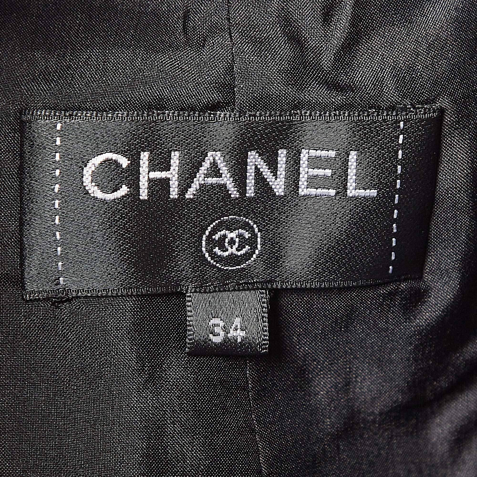 Chanel Black Leather Logo Patch Detail Pants S