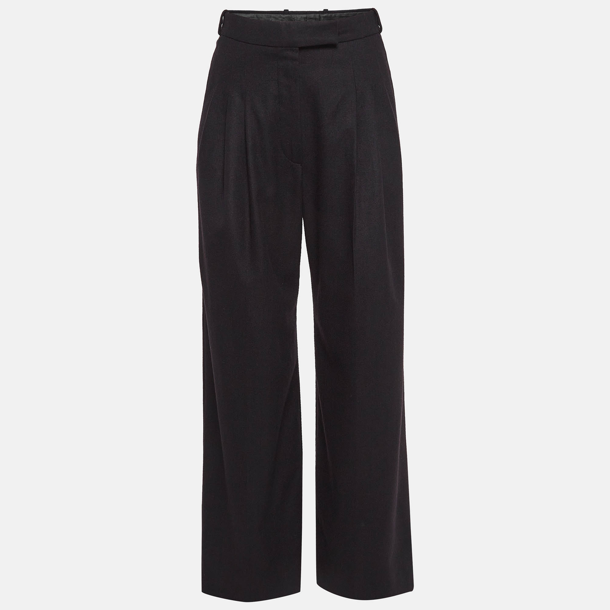 Chanel Black Wool Wide Leg Trousers S