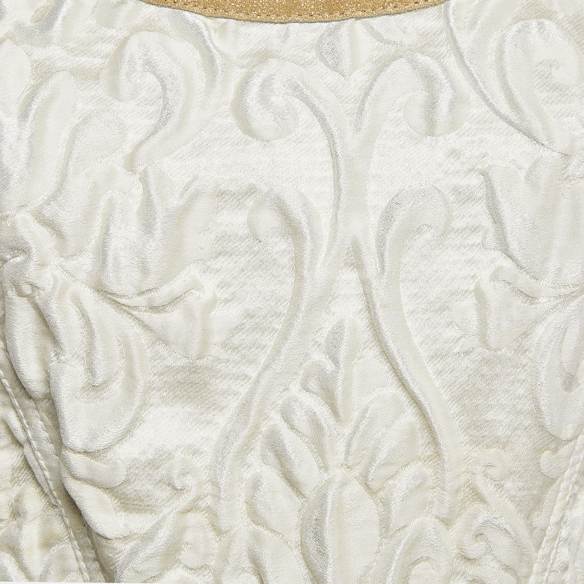 Chanel White Jacquard Golden Suede Trim Mini Wrap Dress M