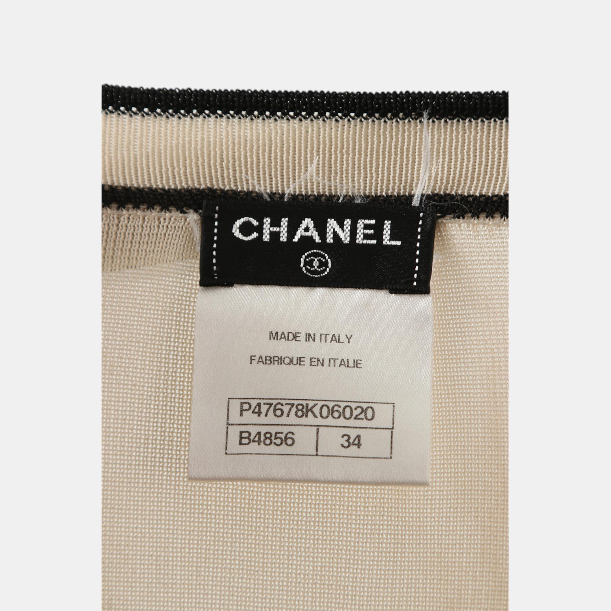 Chanel Ivory/Black Knitted Cardigan S