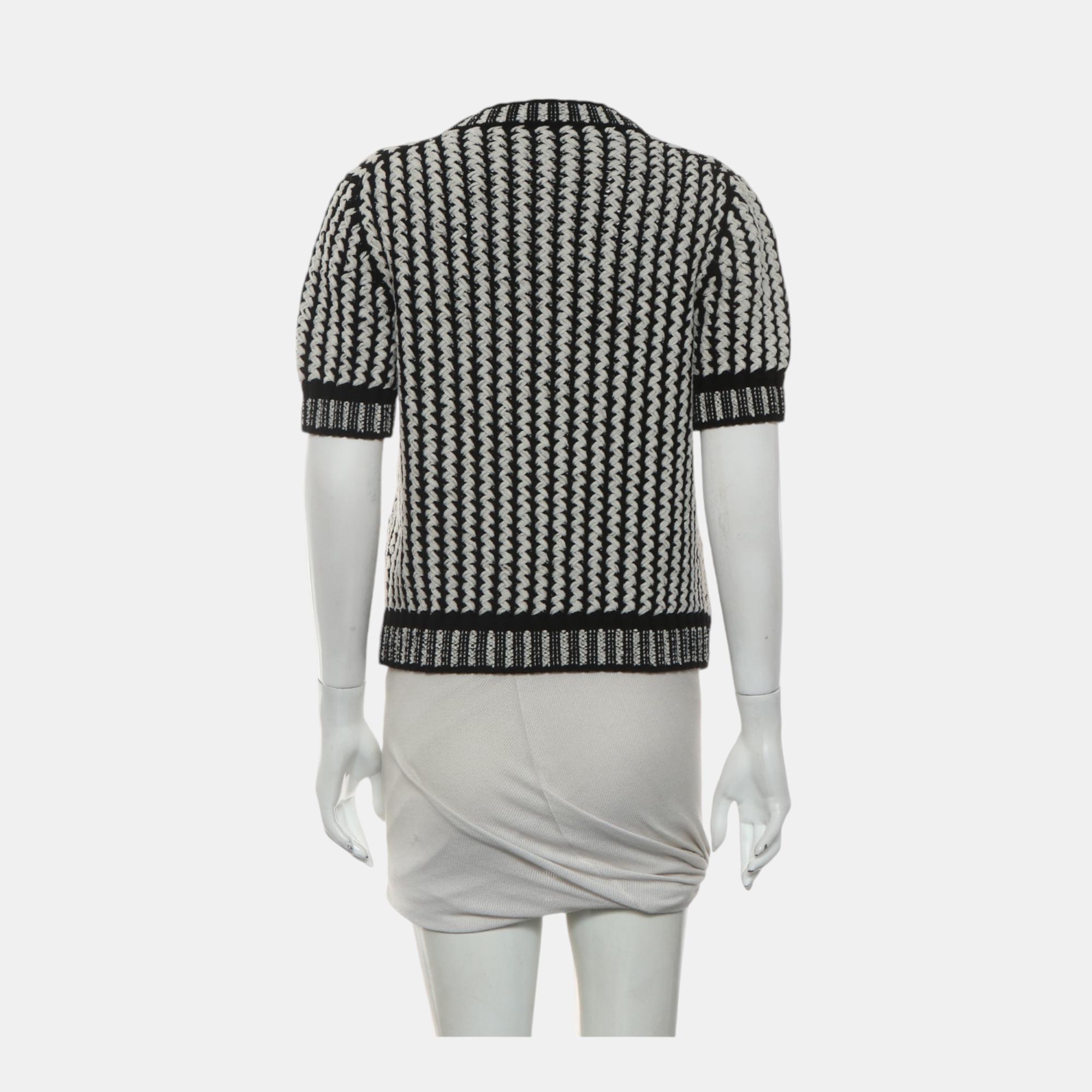 Chanel Patterned Knit Pullover Top M