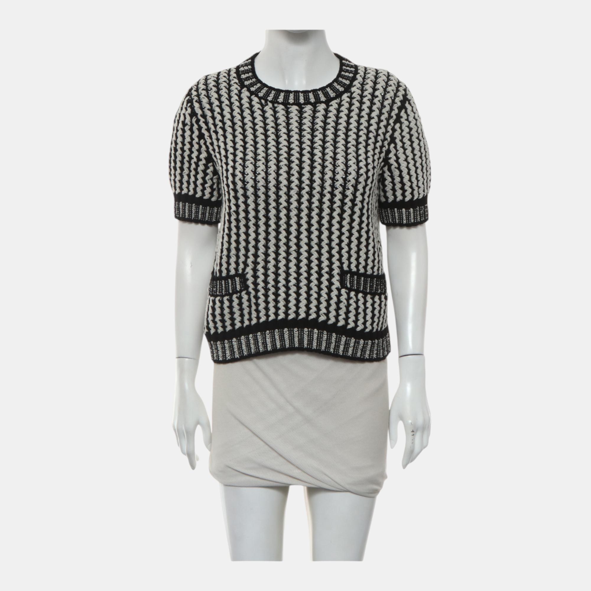 Chanel Patterned Knit Pullover Top M