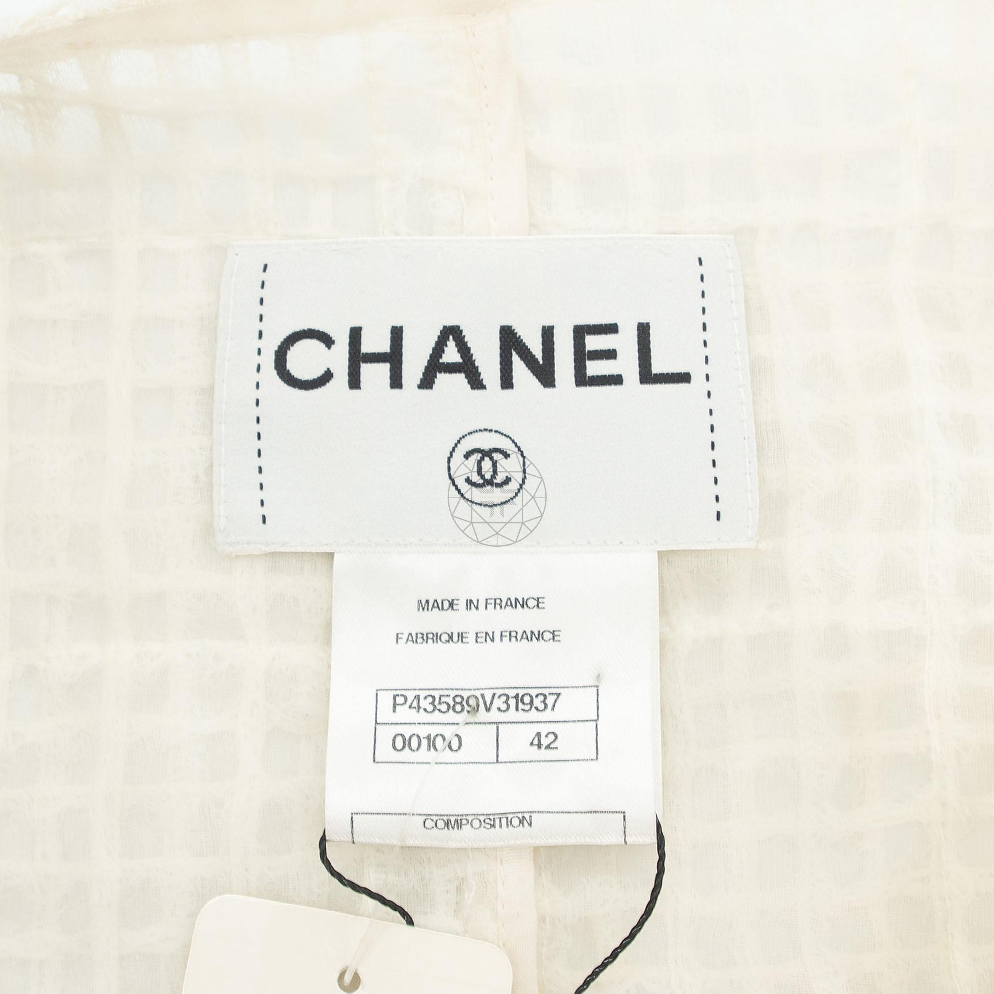 Chanel Cream Monochrome Mesh Jacket L