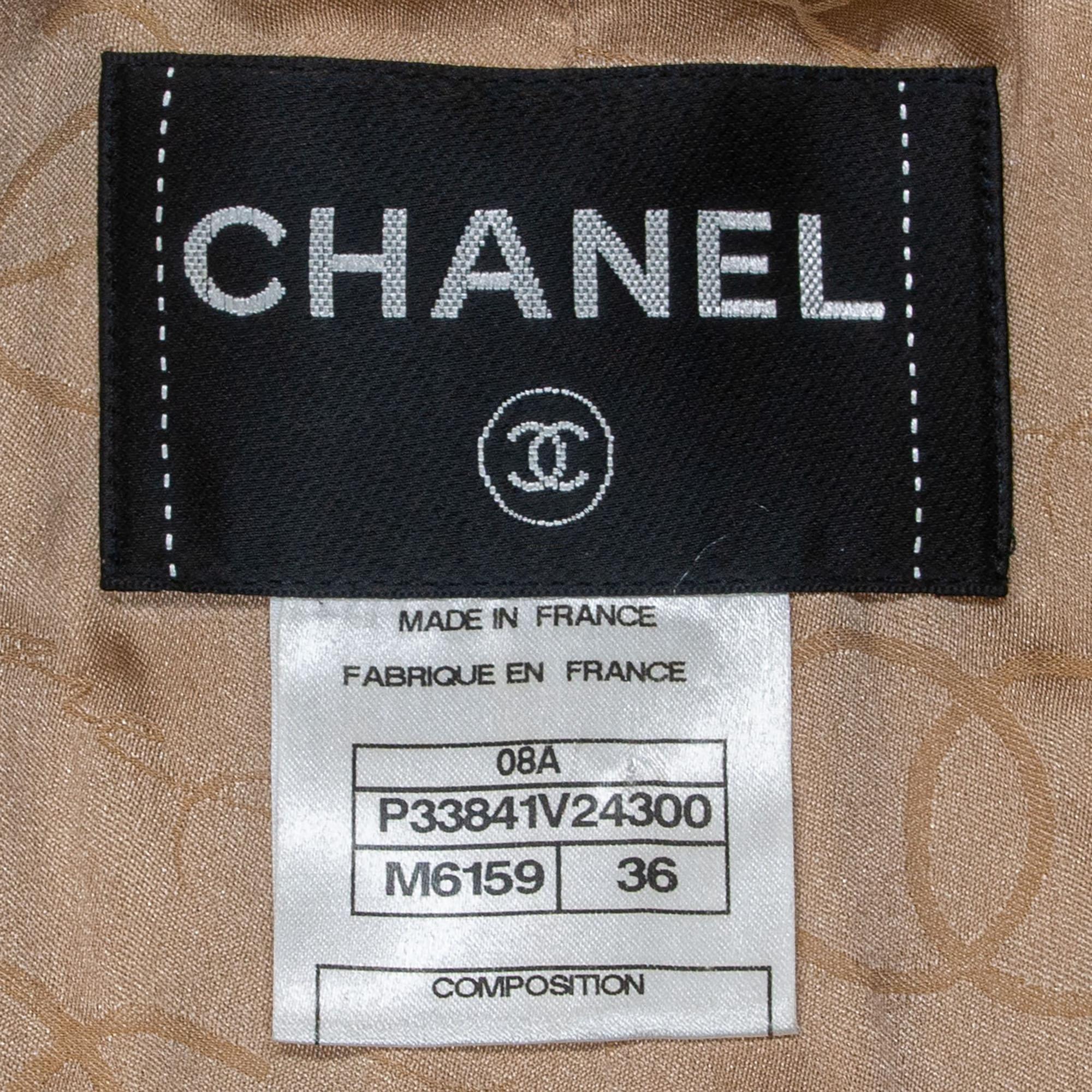 Chanel Brown Woven Wool Round Neck Jacket S