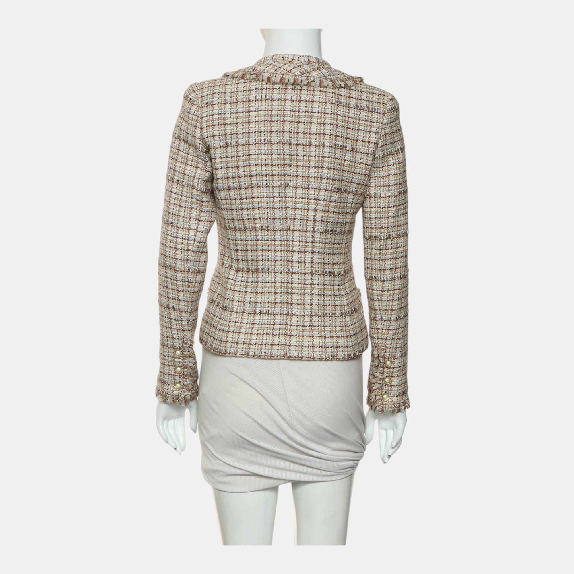 Chanel Vintage Tweed Buttoned Up Blazer S