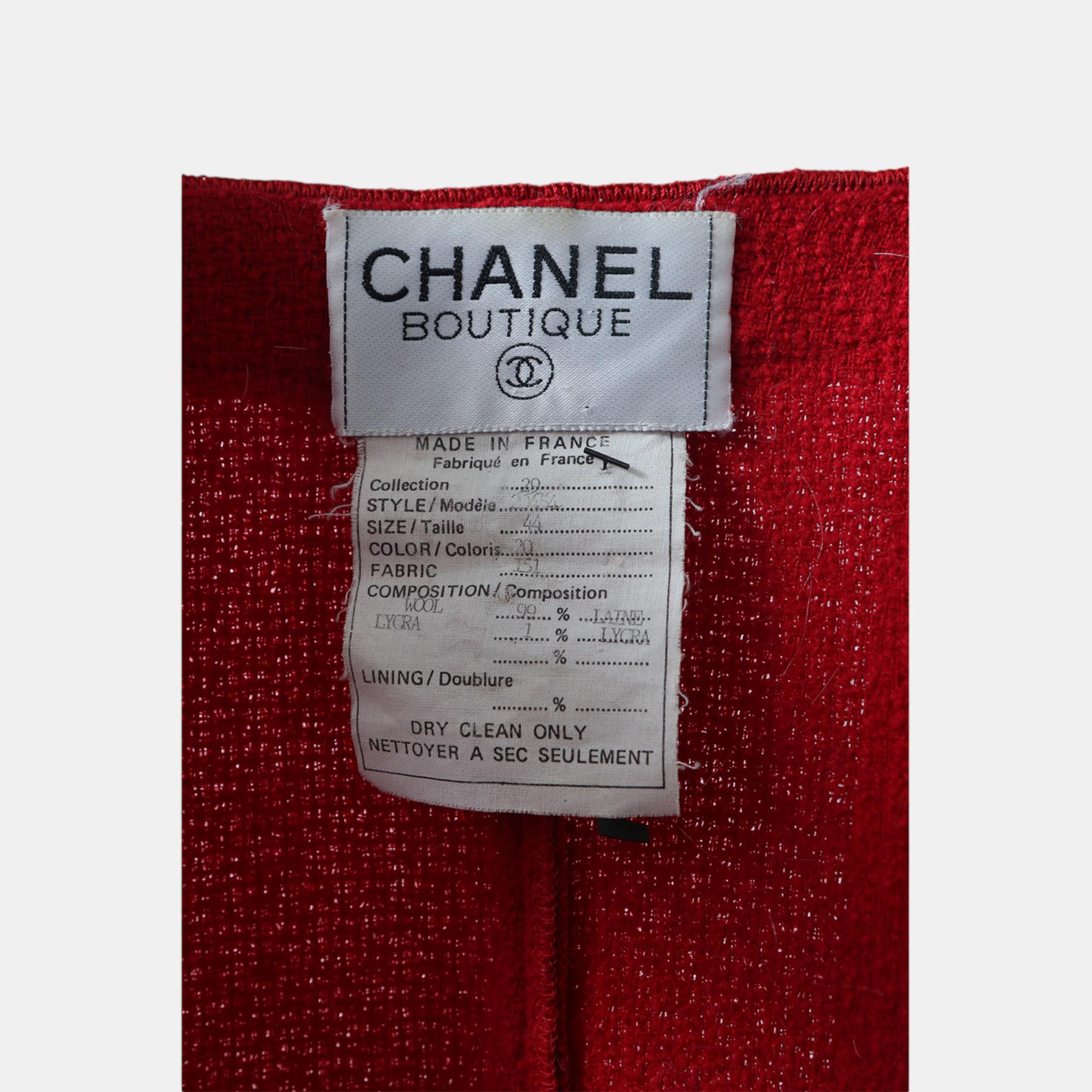 Chanel Red Vintage Button-Up Cardigan L