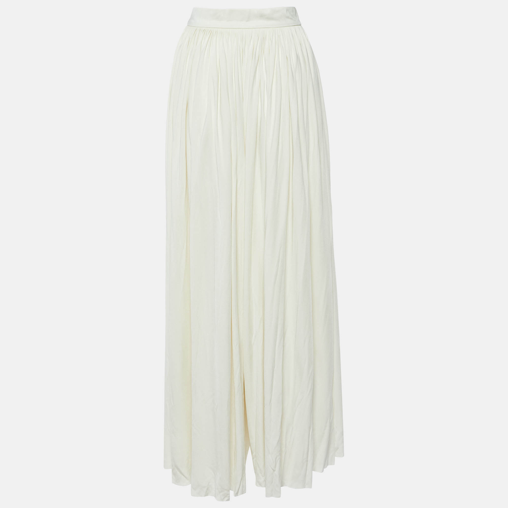 Chanel Cream/Ivory Jersey Pleated Palazzo Pants L