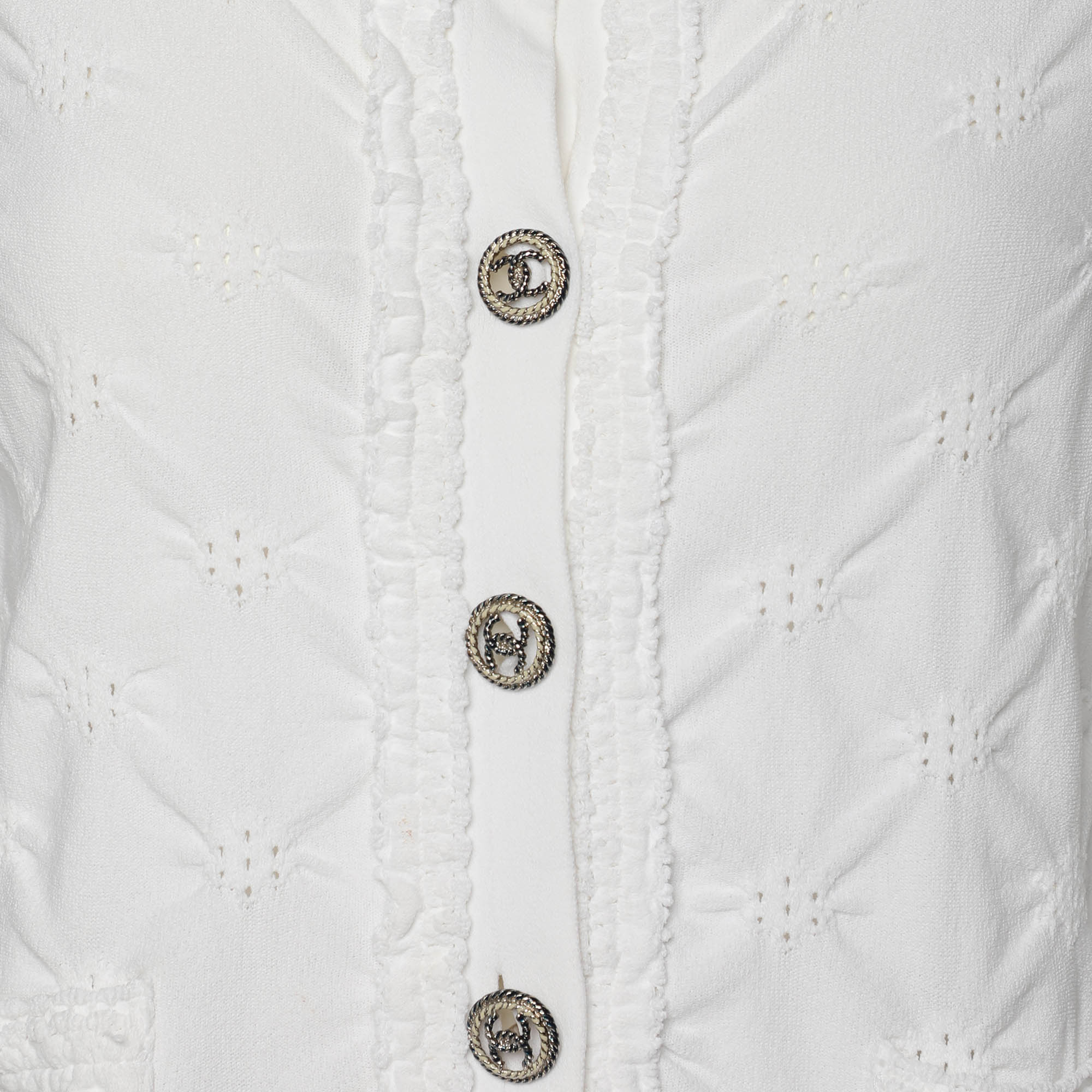 Chanel Cream Viscose Blend Cropped Cardigan S