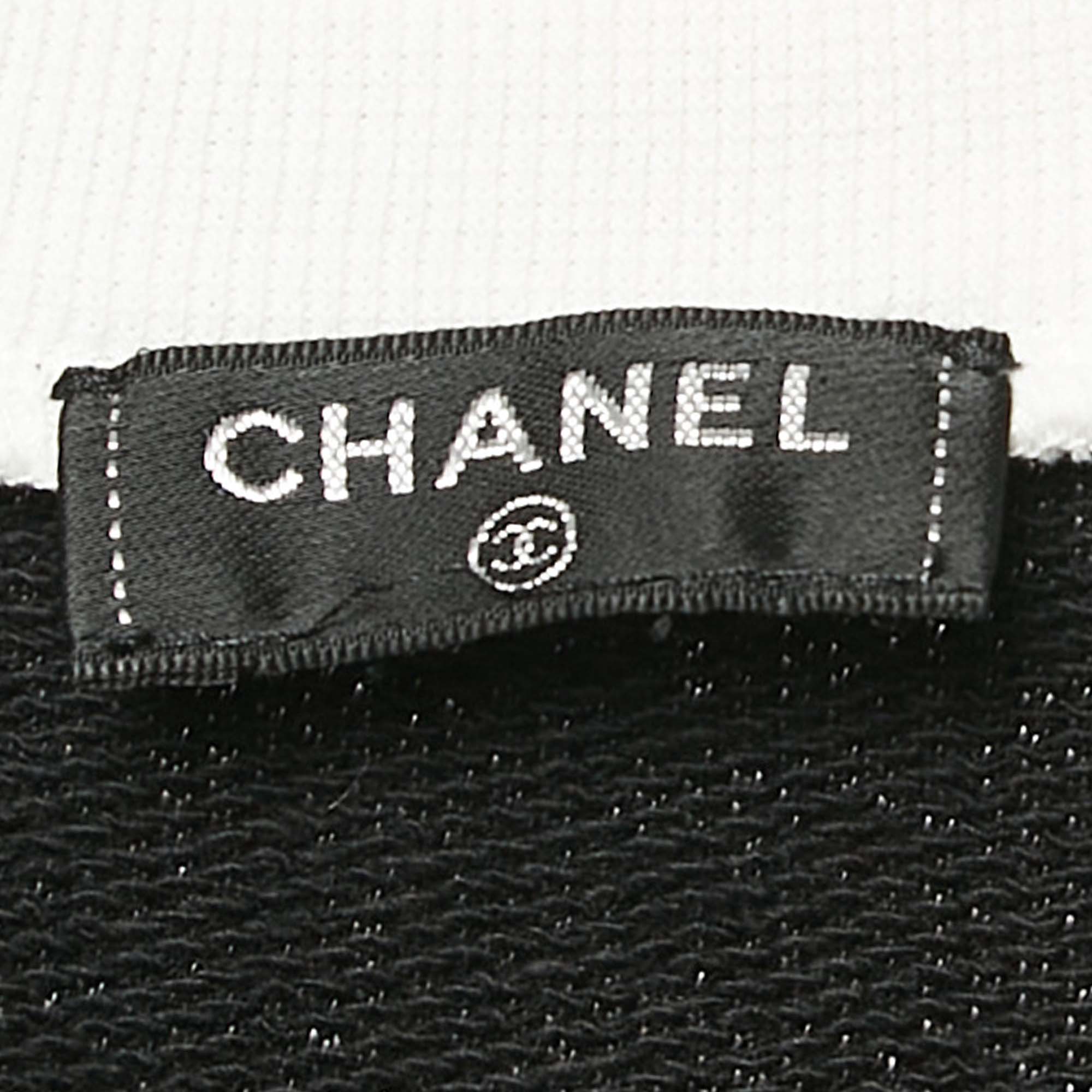 Chanel Black Printed Cotton Sleeveless T-Shirt M