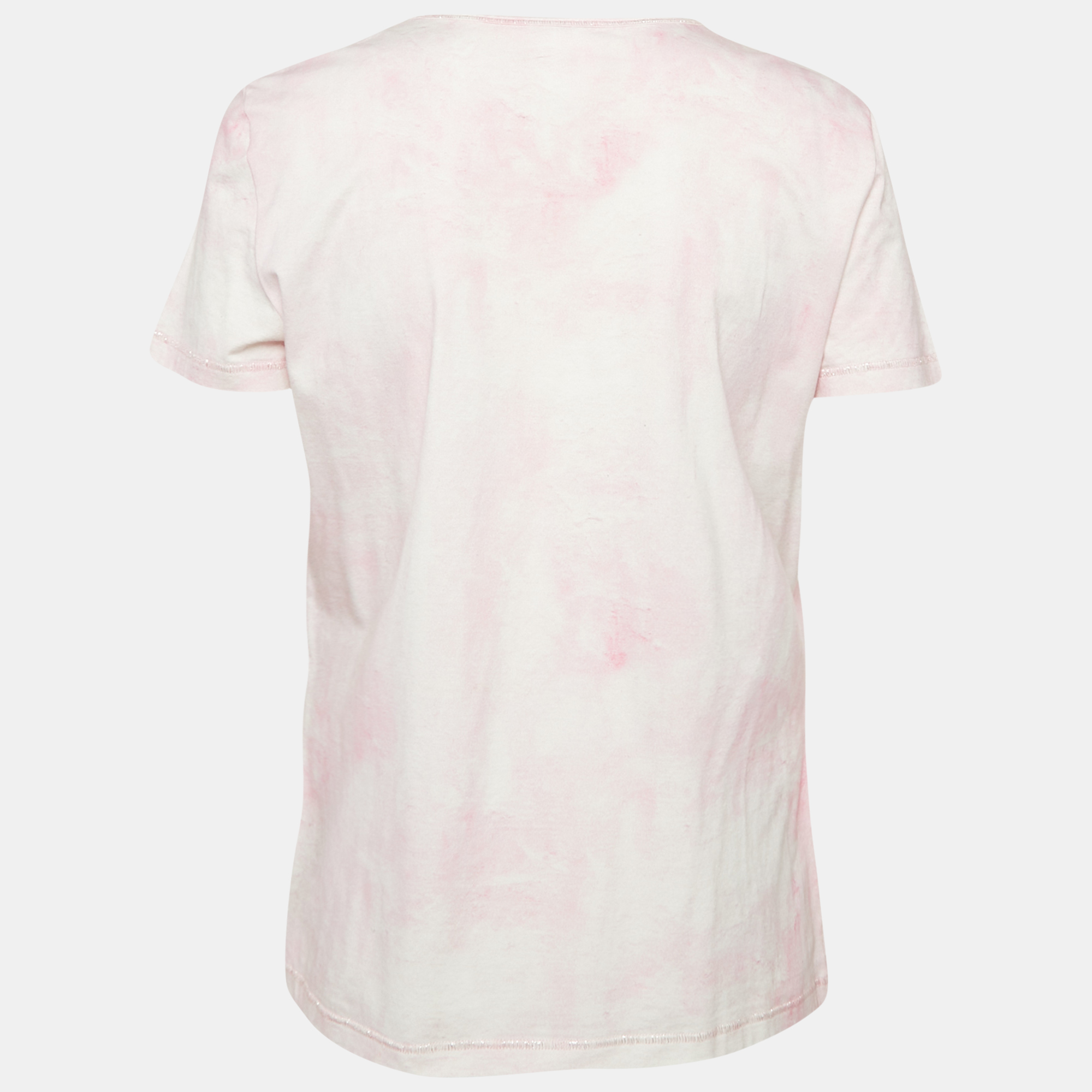 Chanel Pink CC Logo Print Jersey Tie-Dye T-Shirt L