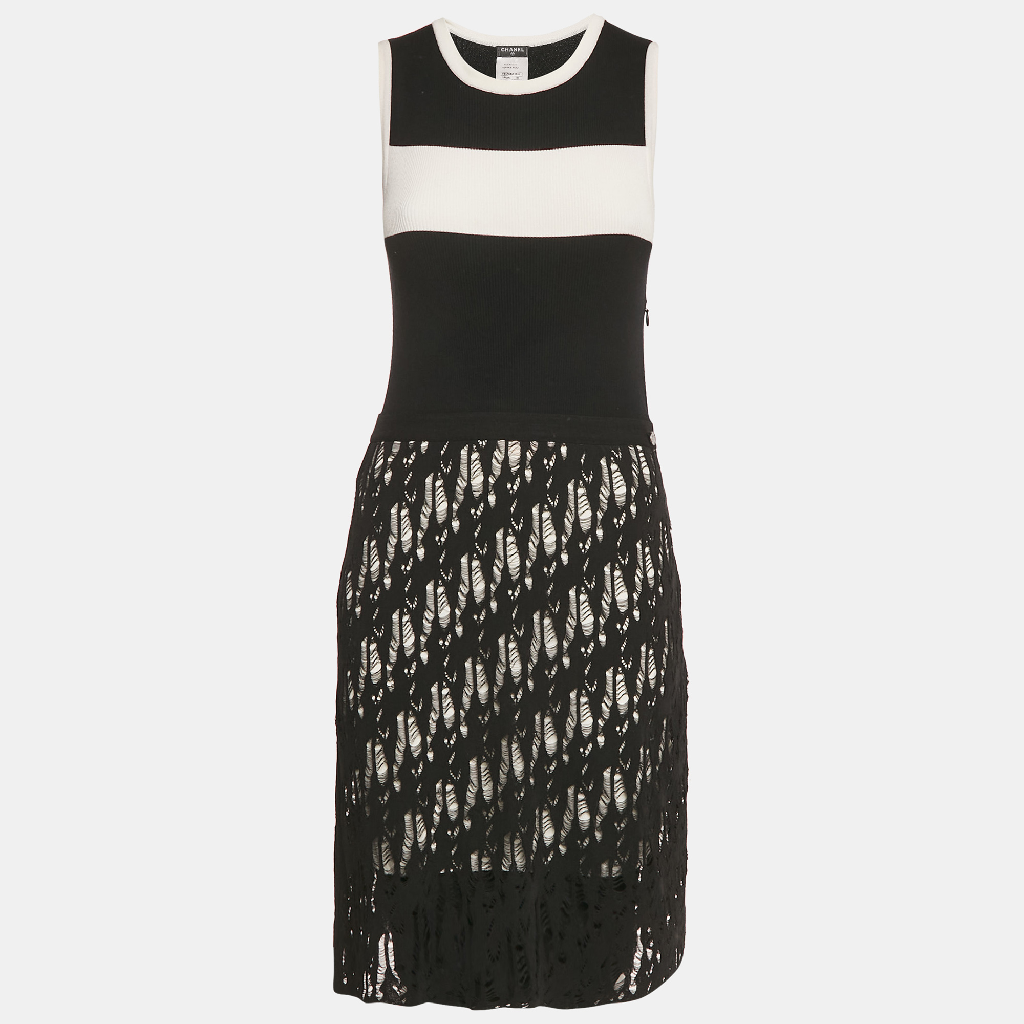 Chanel Black Rib Knit and Patterned Knit Sleeveless Short Dress M
Chanel Black Rib Knit and Patterned Knit Sleeveless Short Dress M