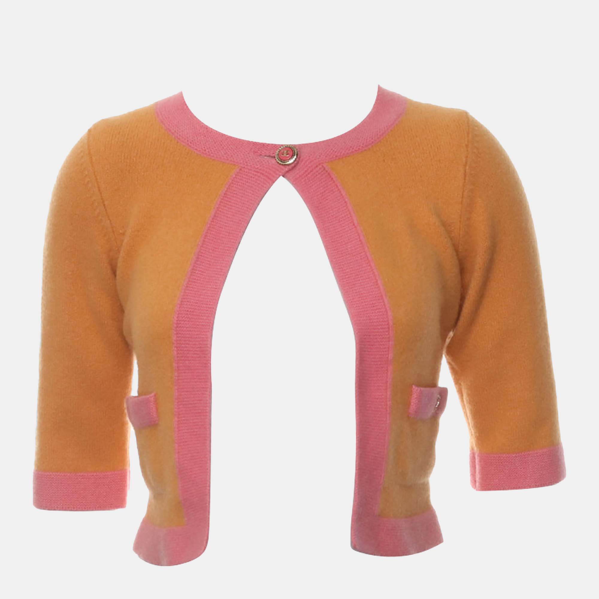 Chanel Contrast-Trim Cashmere Single Buttoned Cardigan, Orange
Chanel Contrast-Trim Cashmere Single Buttoned Cardigan, Orange