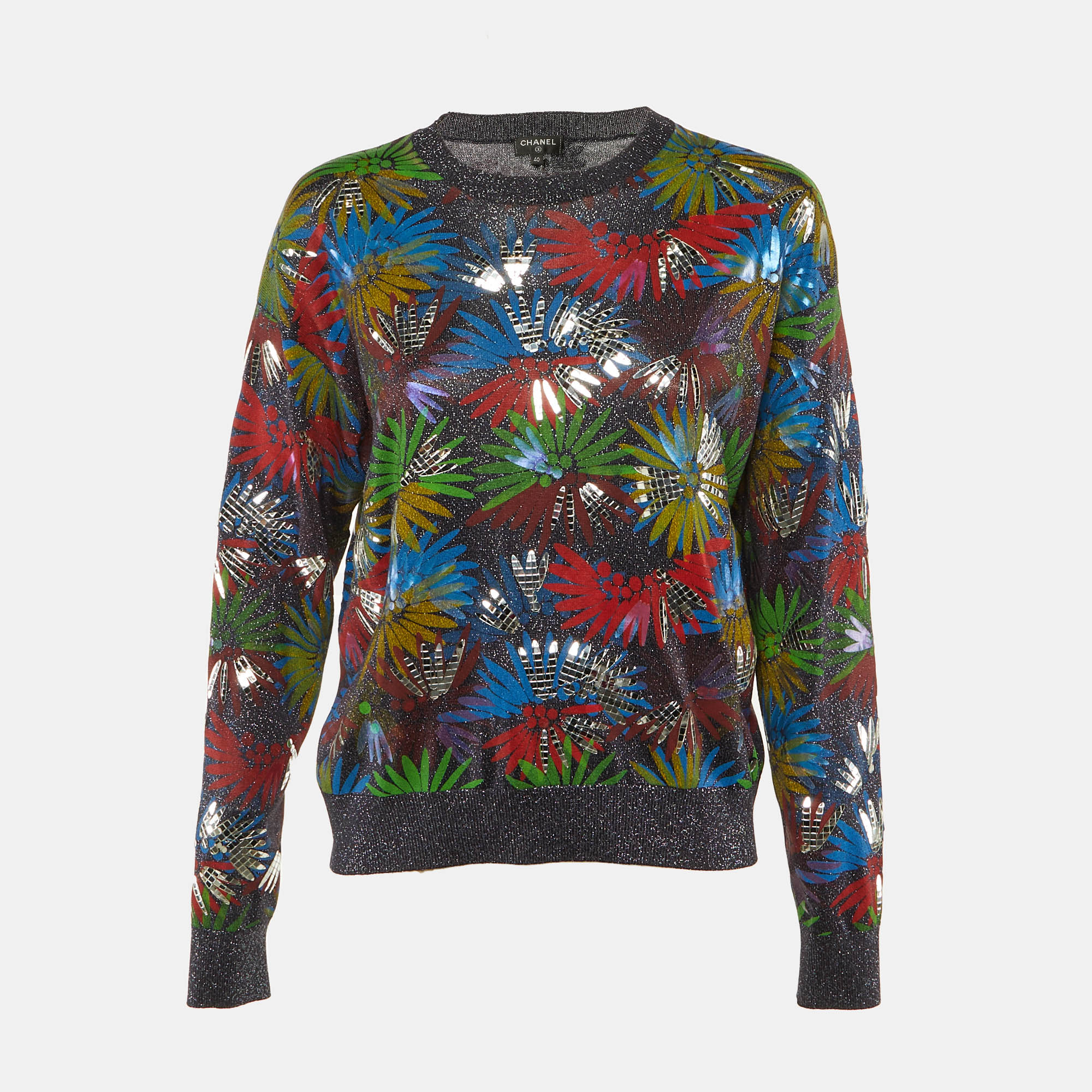 Chanel Multicolor Floral Patterned Metallic Knit Sweater M
Chanel Multicolor Floral Patterned Metallic Knit Sweater M