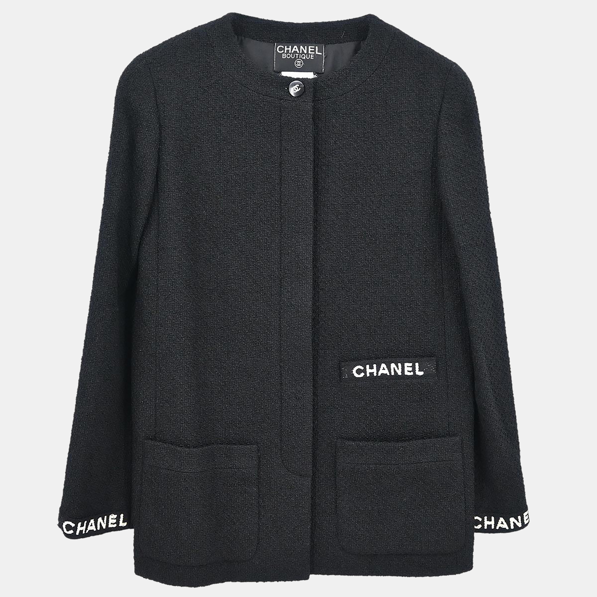 Chanel Single Breasted Jacket Black 95A #38
Chanel Single Breasted Jacket Black 95A #38
