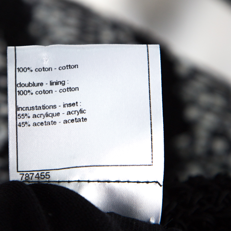 Chanel Black And White Crochet Detail Geometric Textured Skirt M