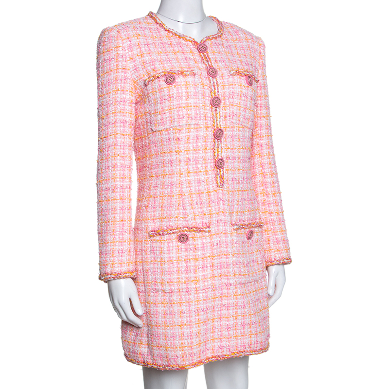 

Chanel Pink Tweed Sequin Detail Long Sleeve Dress
