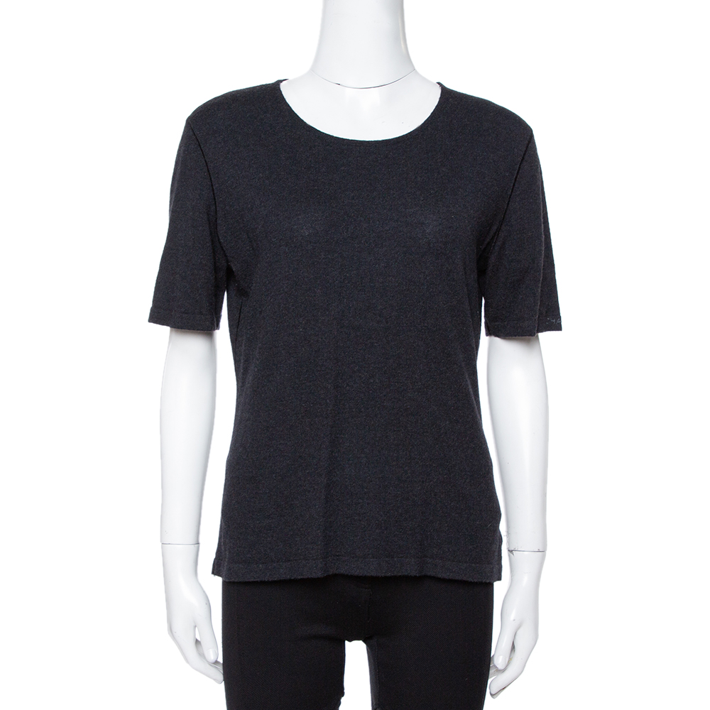 Image of Chanel Black Cashmere Knit Round Neck Top L