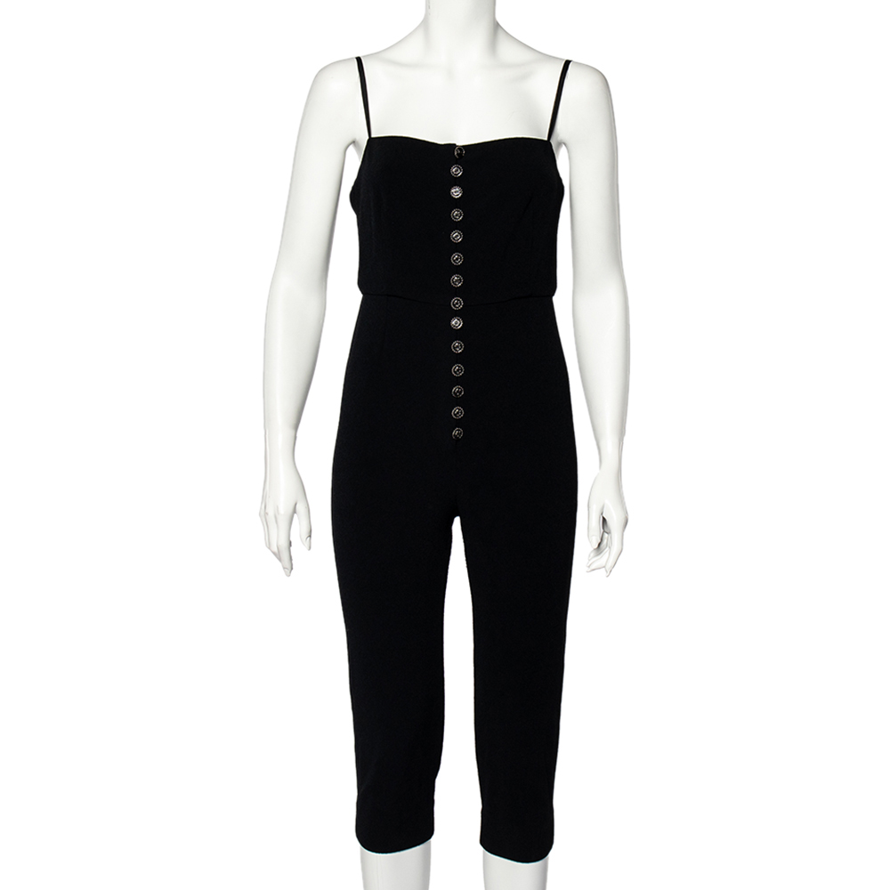 Chanel Black Knit Button Front Sleeveless Jumpsuit M