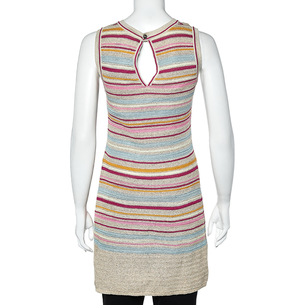 Chanel Multicolor Striped Cotton Knit Sleeveless Dress S