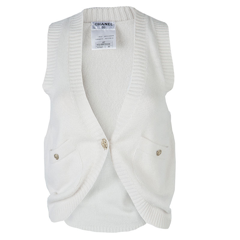 Image of Chanel Cream Cashmere Vest S