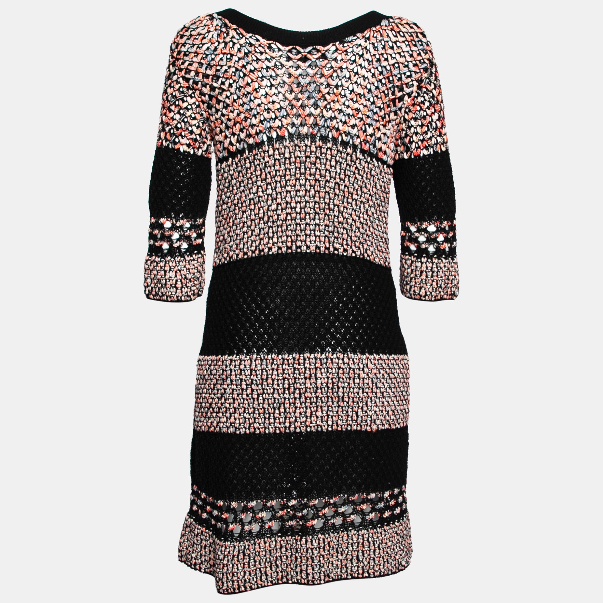 Chanel Multicolored Cotton & Silk Open Knit Dress S