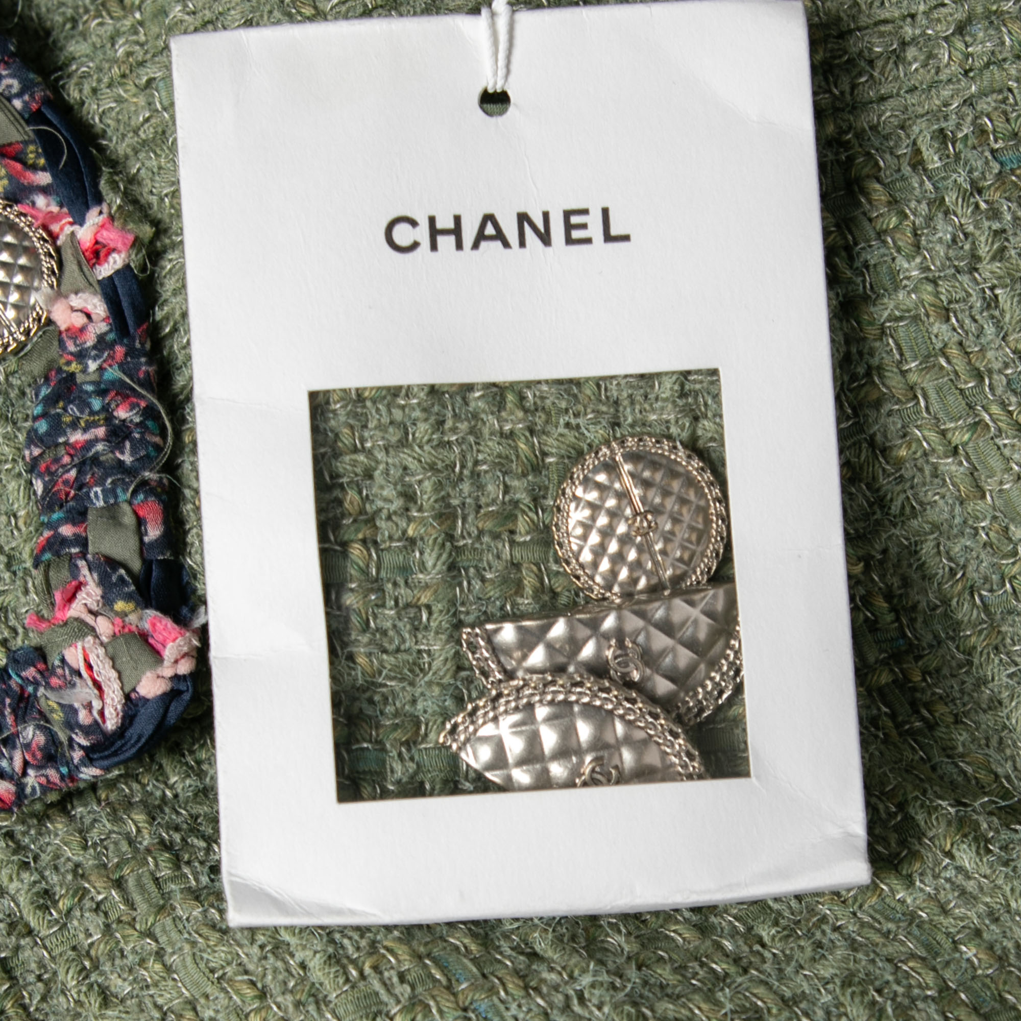 Chanel Green Fantasy Tweed Button Front Jacket XXL