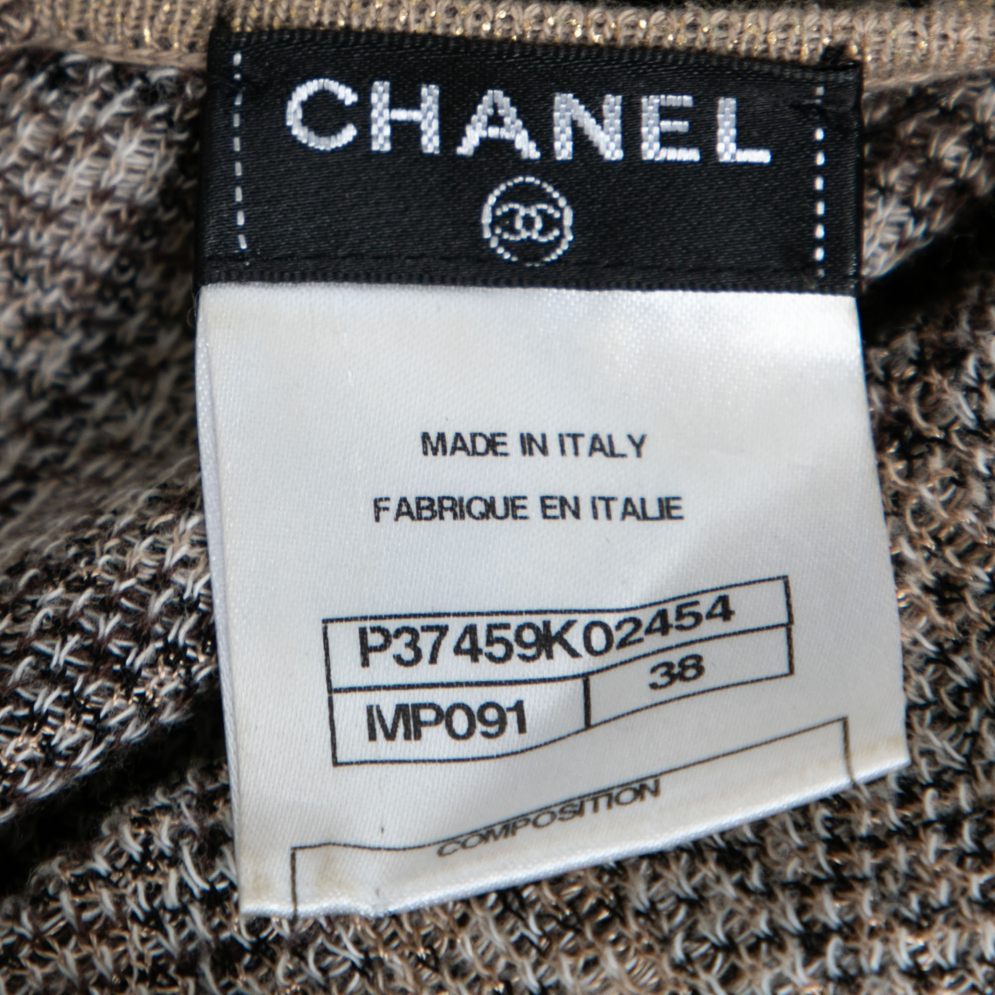 Chanel Beige & Gold Jacquard Knit Button Detail Sleeveless Dress M