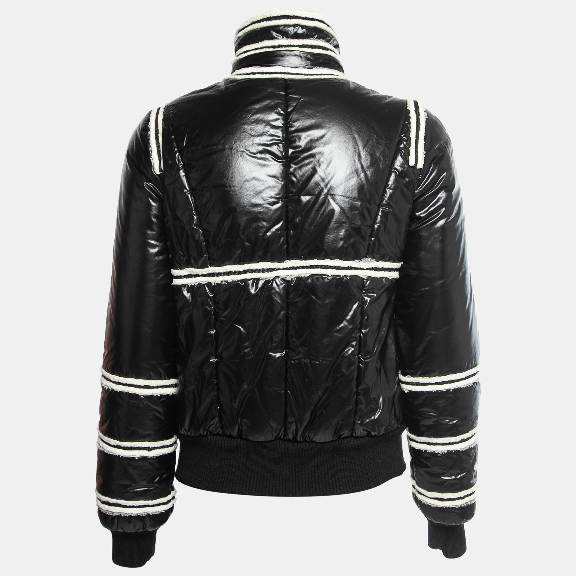 

Chanel Vintage Black Contrast Trimmed Synthetic Zip Front Jacket