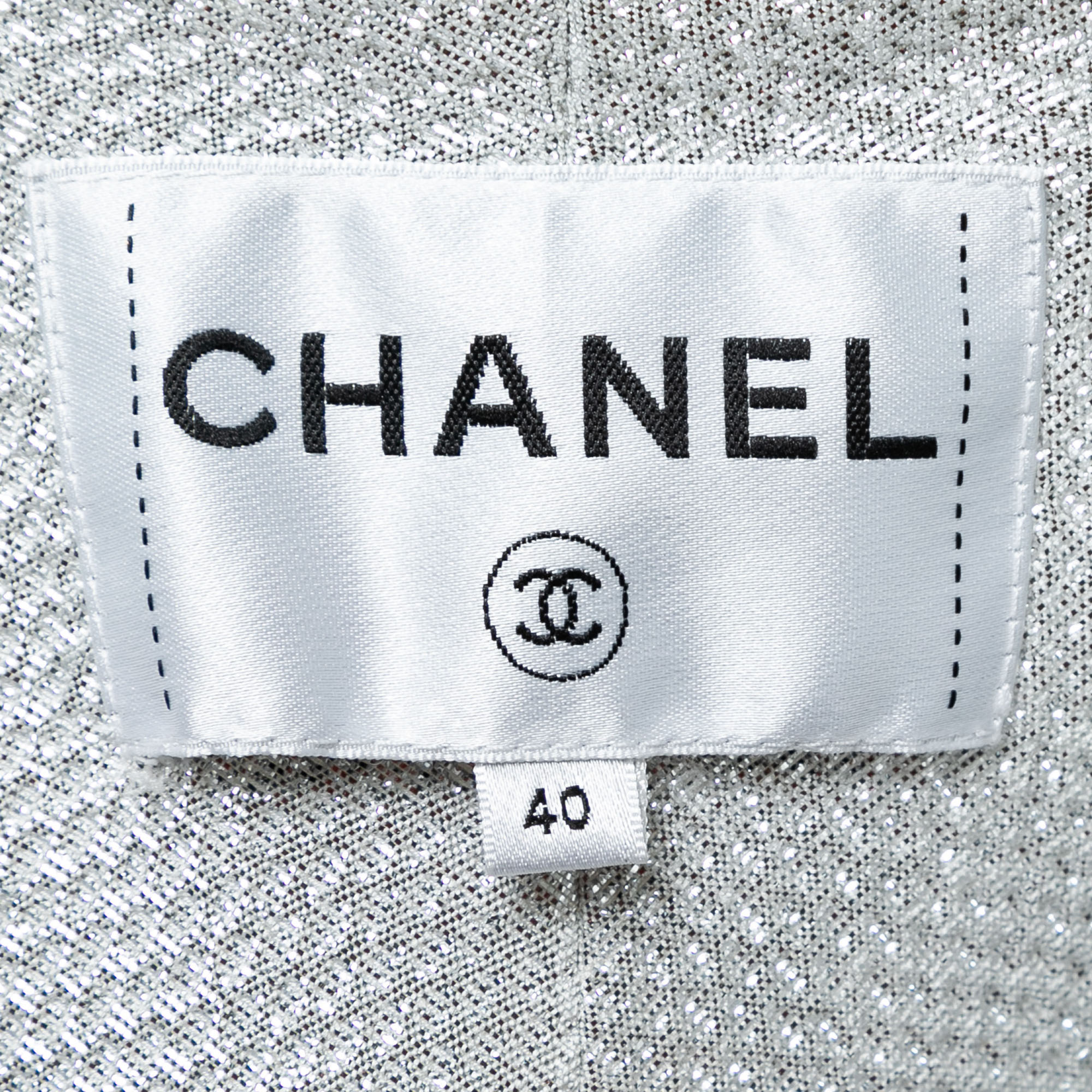 Chanel Light Blue Jacquard Zip-Up Track Jacket M