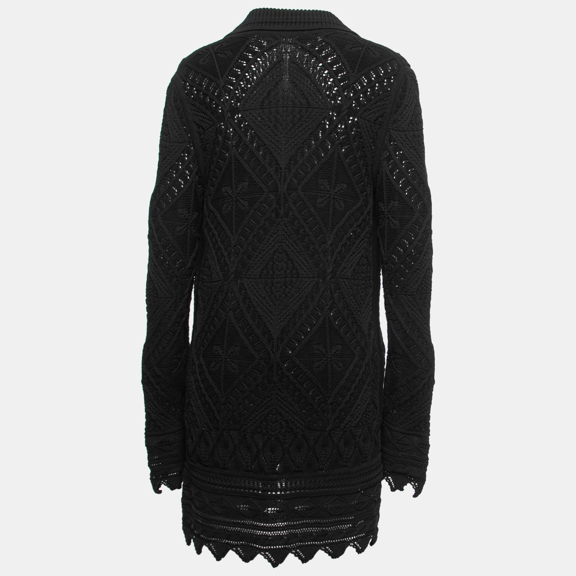 

Chanel Black Crochet Knit Collared Cardigan