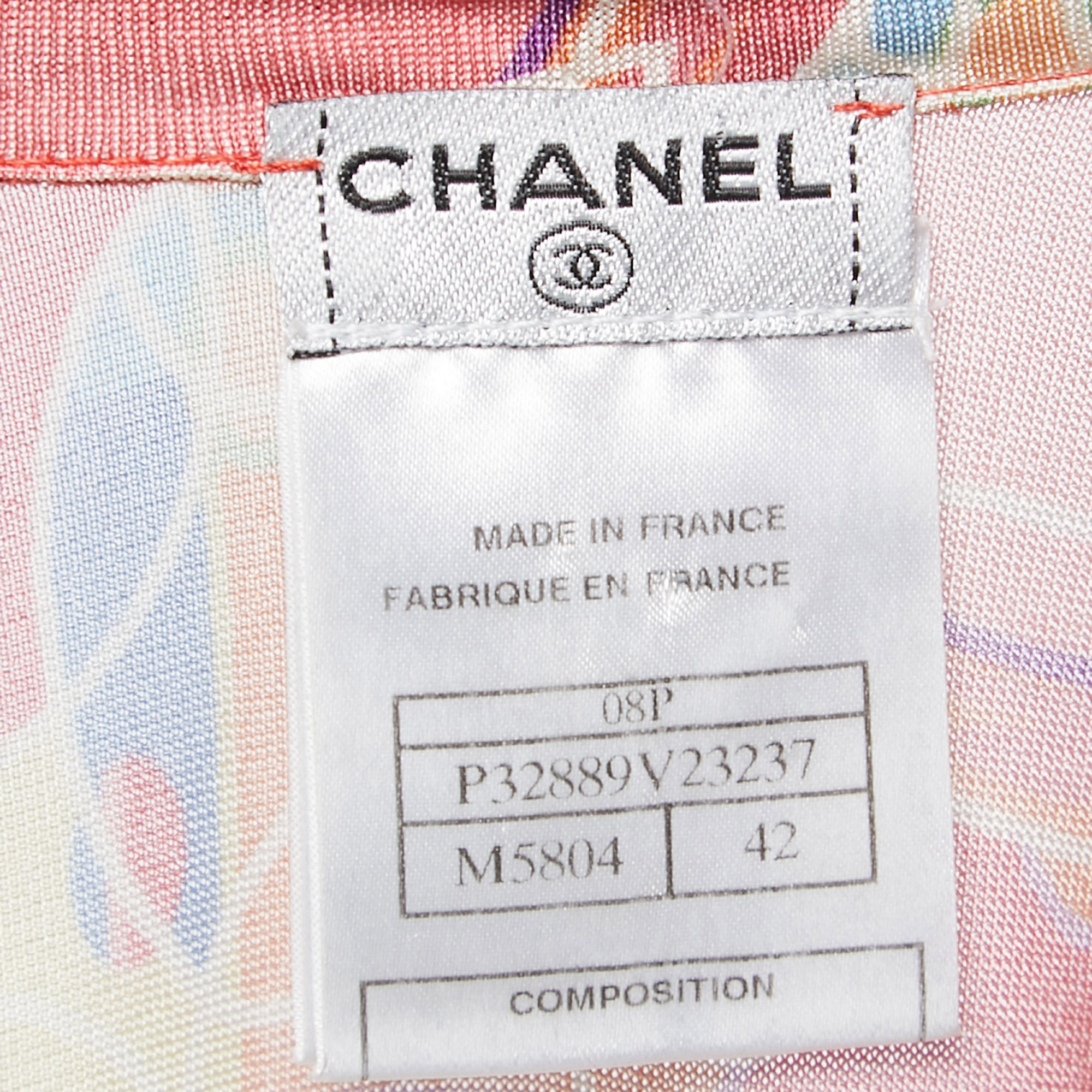 Chanel Multicolor Printed Jersey Full Sleeve Mini Dress L
