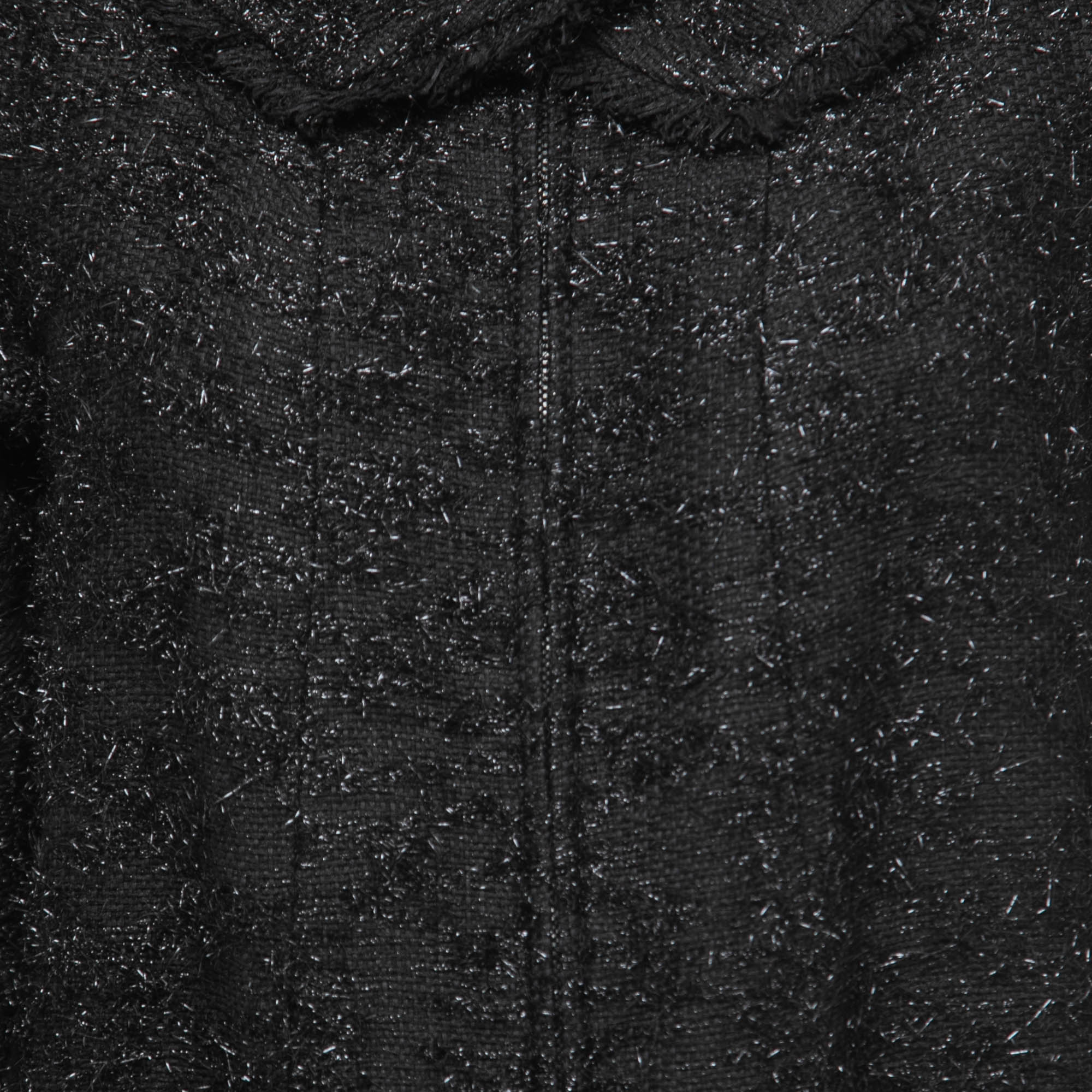 Chanel Black Tweed Zip Front Coat S