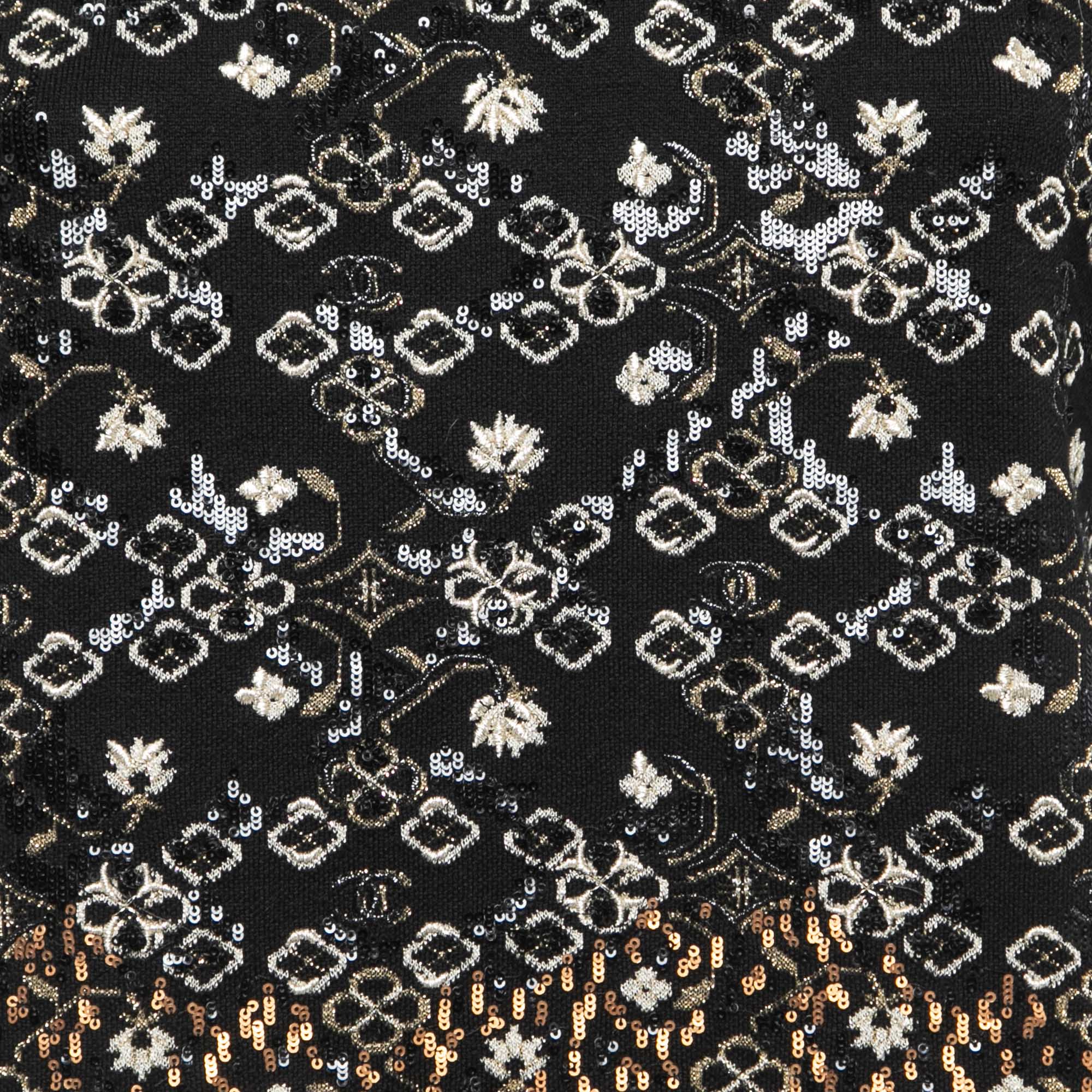 Chanel Black Knit Sequin Embroidered Jumper M