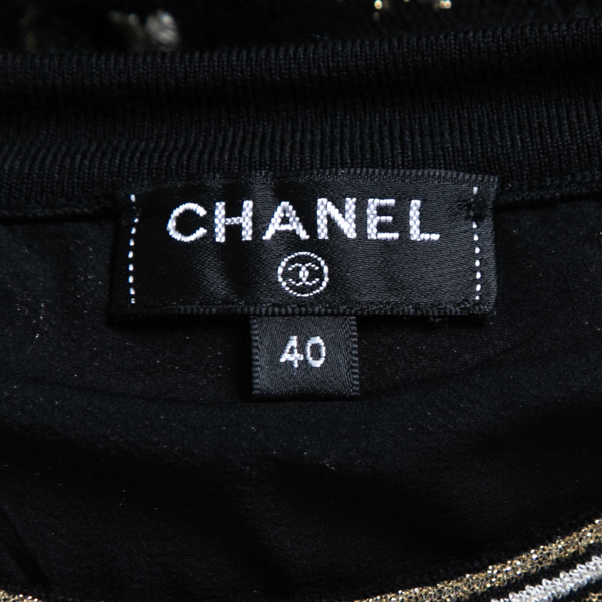 Chanel Black Knit Sequin Embroidered Jumper M